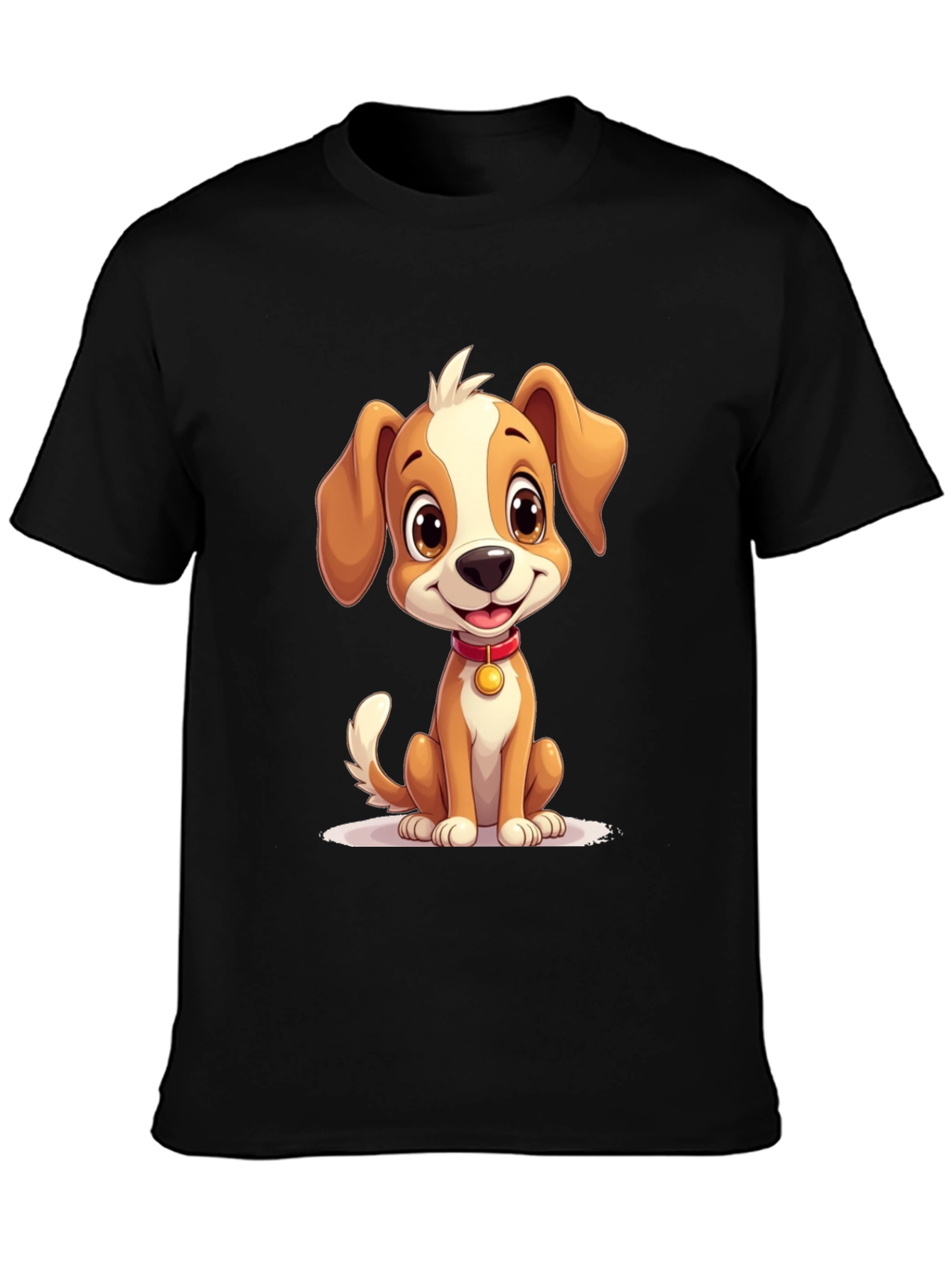 Black Cute Puppy Graphic T-Shirt - Soft Cotton Blend view 3
