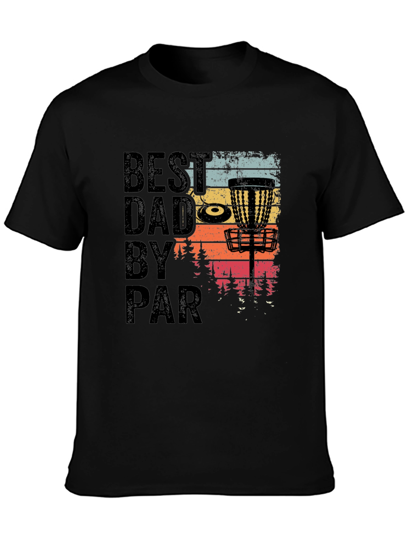 Black Best Dad by Par Disc Golf T-Shirt view 3
