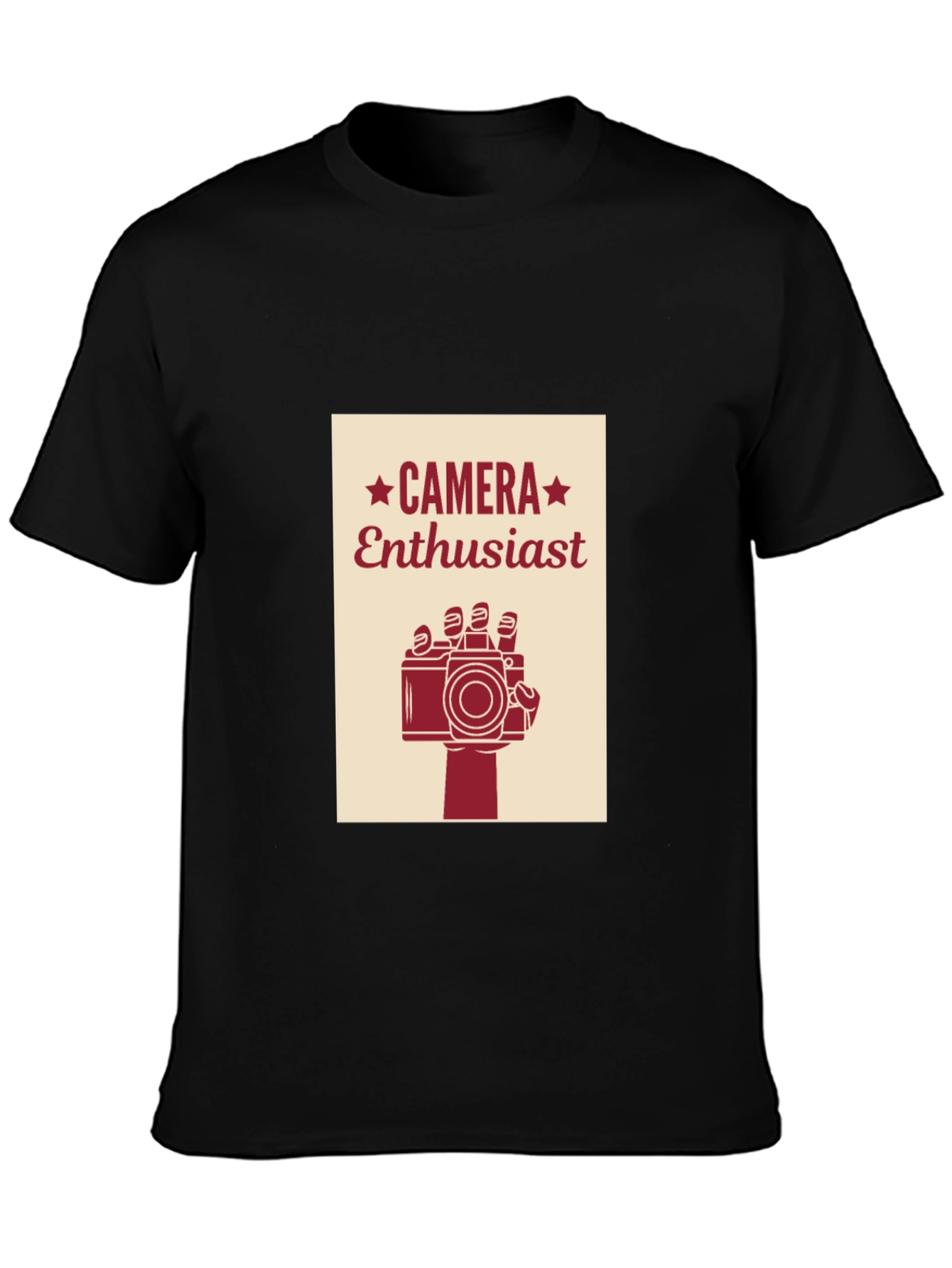 Black Camera Enthusiast Graphic Tee - Black Cotton T-Shirt view 3