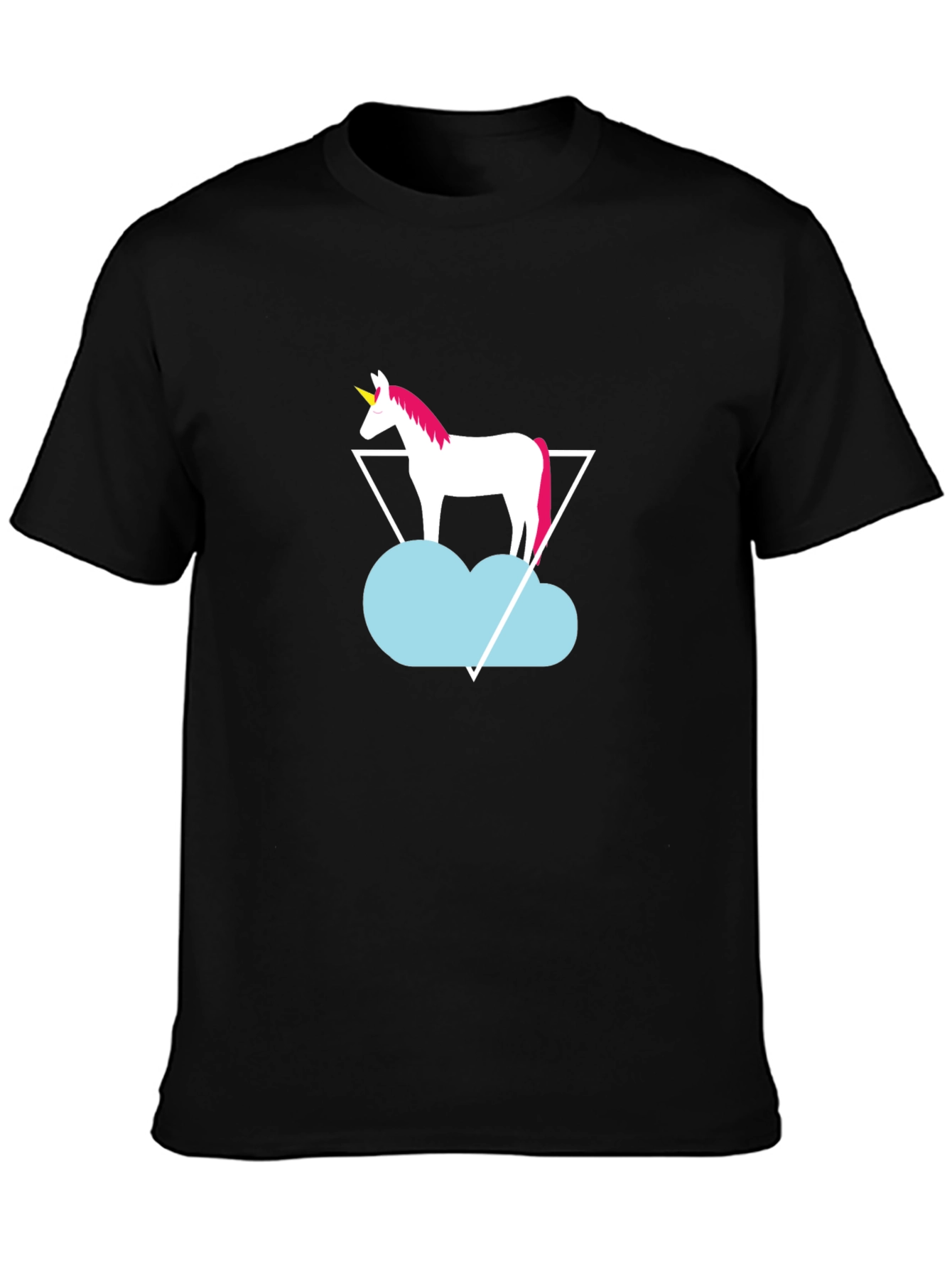 Black Unicorn Cloud Graphic Tee - Black Cotton T-Shirt view 3