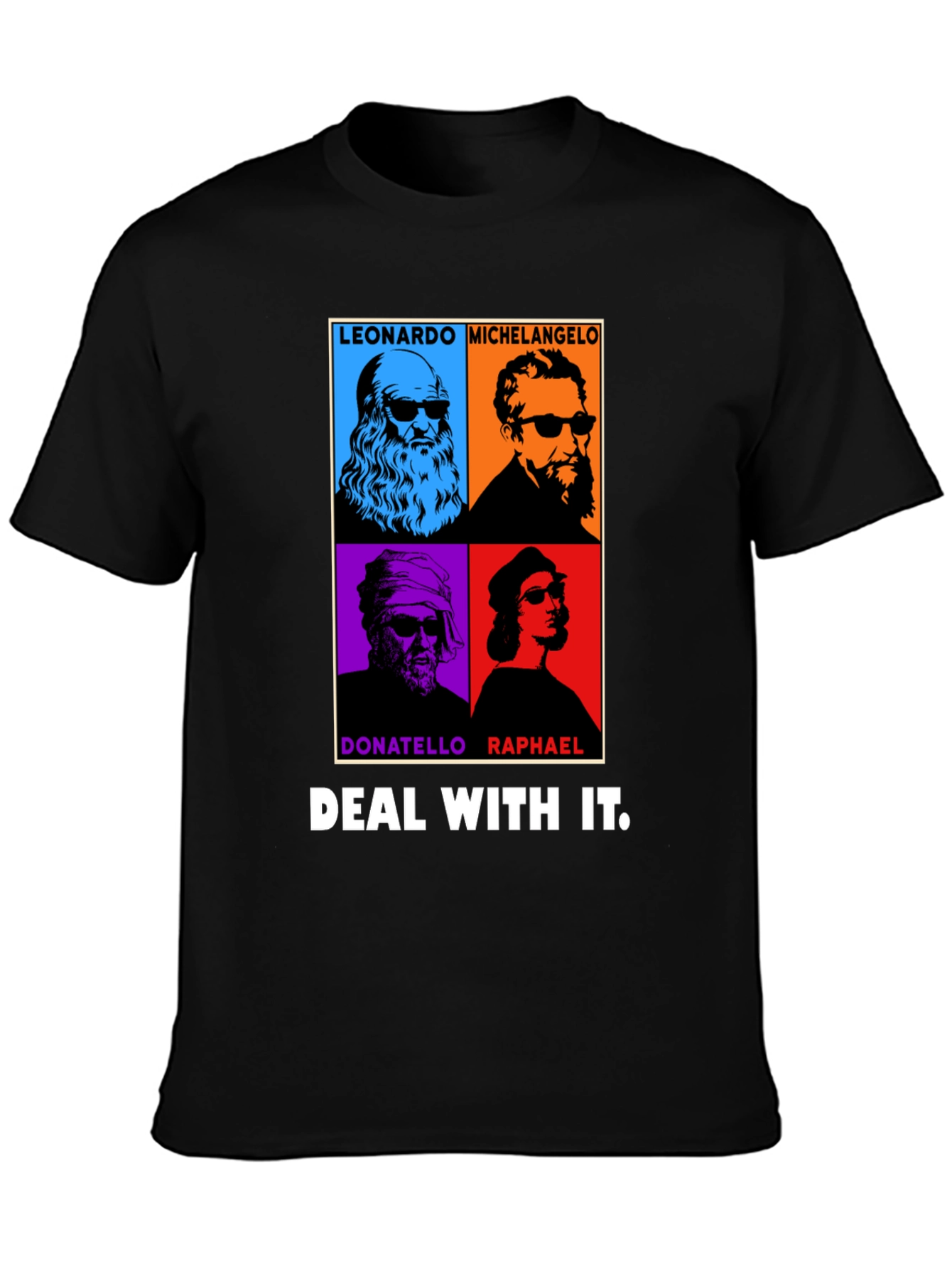 Black Deal With It Artist Tee - Leonardo, Michelangelo, Donatello, Raphael view 3