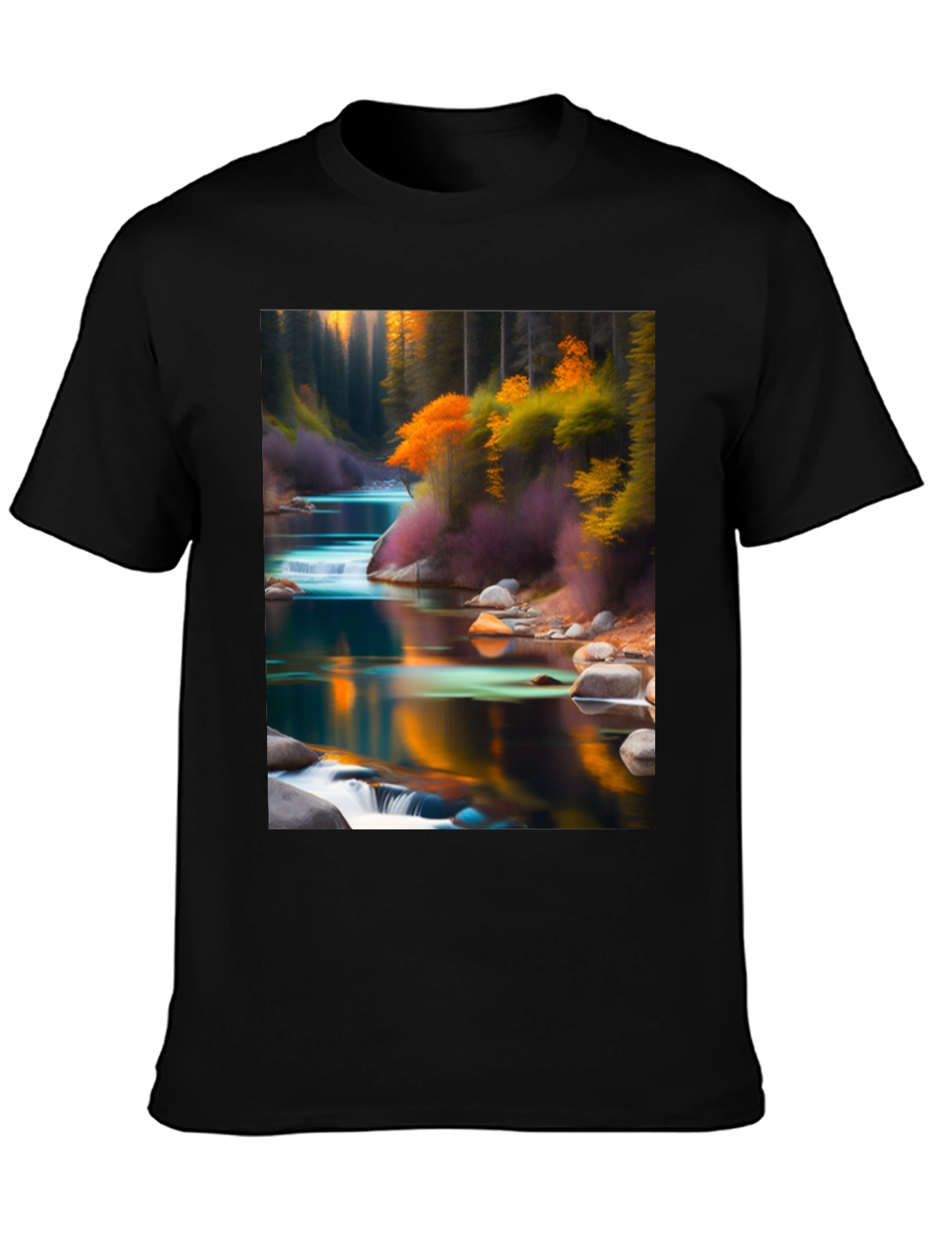 Black Nature's Reflection Black T-Shirt view 3