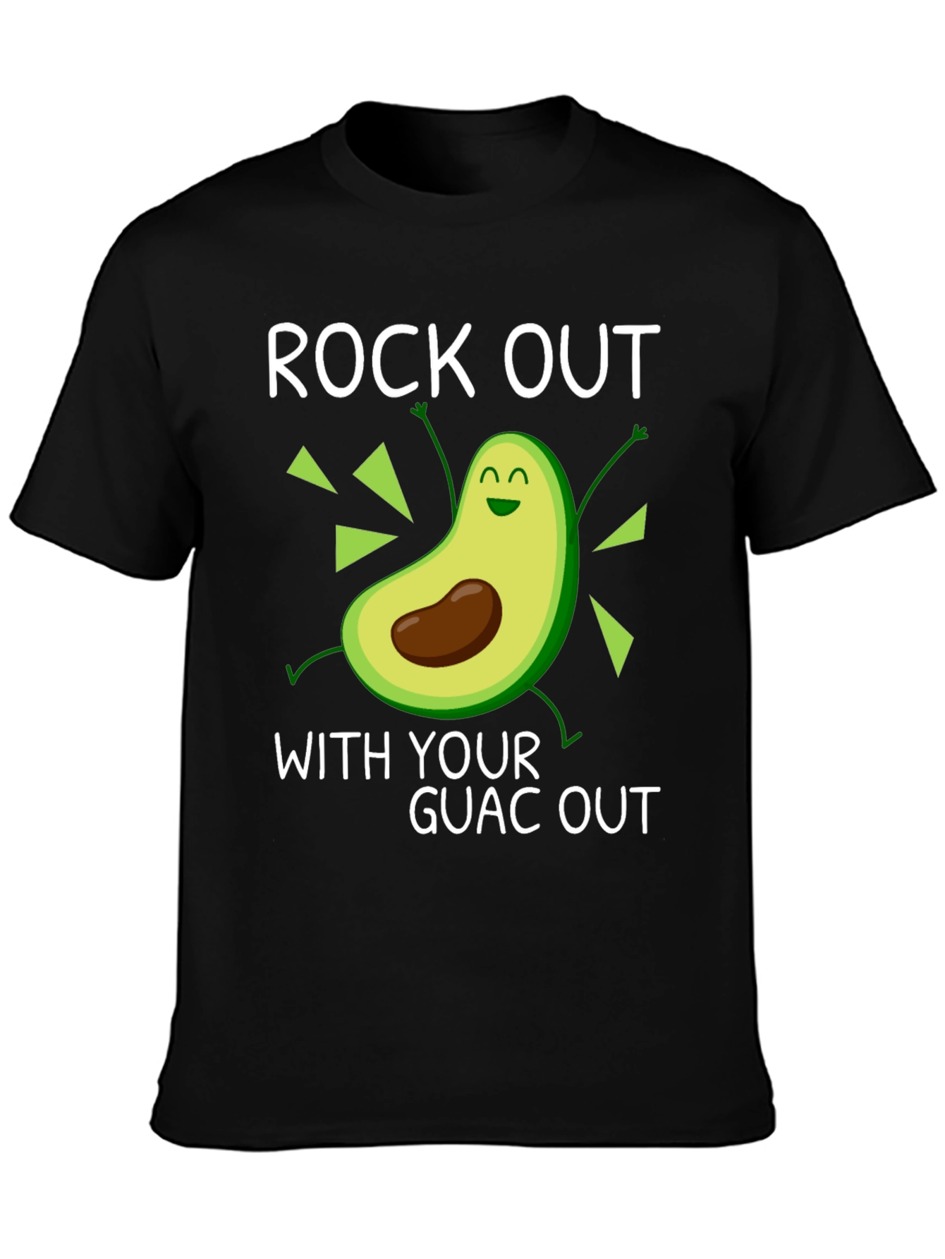 Black Rock Out With Your Guac Out Avocado Graphic Tee view 3