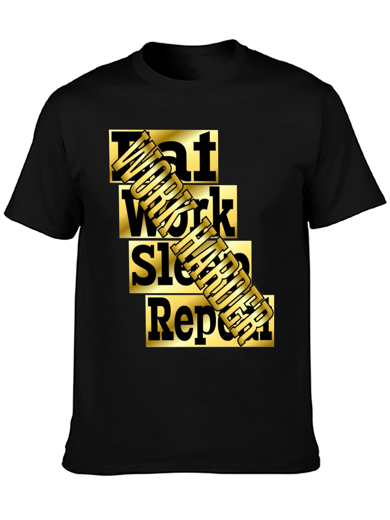 Black Eat Work Sleep Burger Repeat Graphic T-Shirt view 3