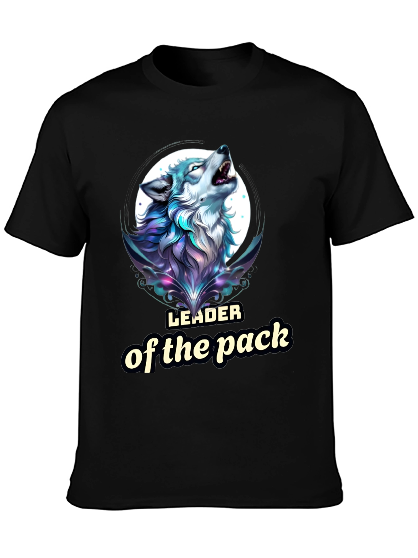 Black Leader of the Pack Wolf Graphic T-Shirt view 3
