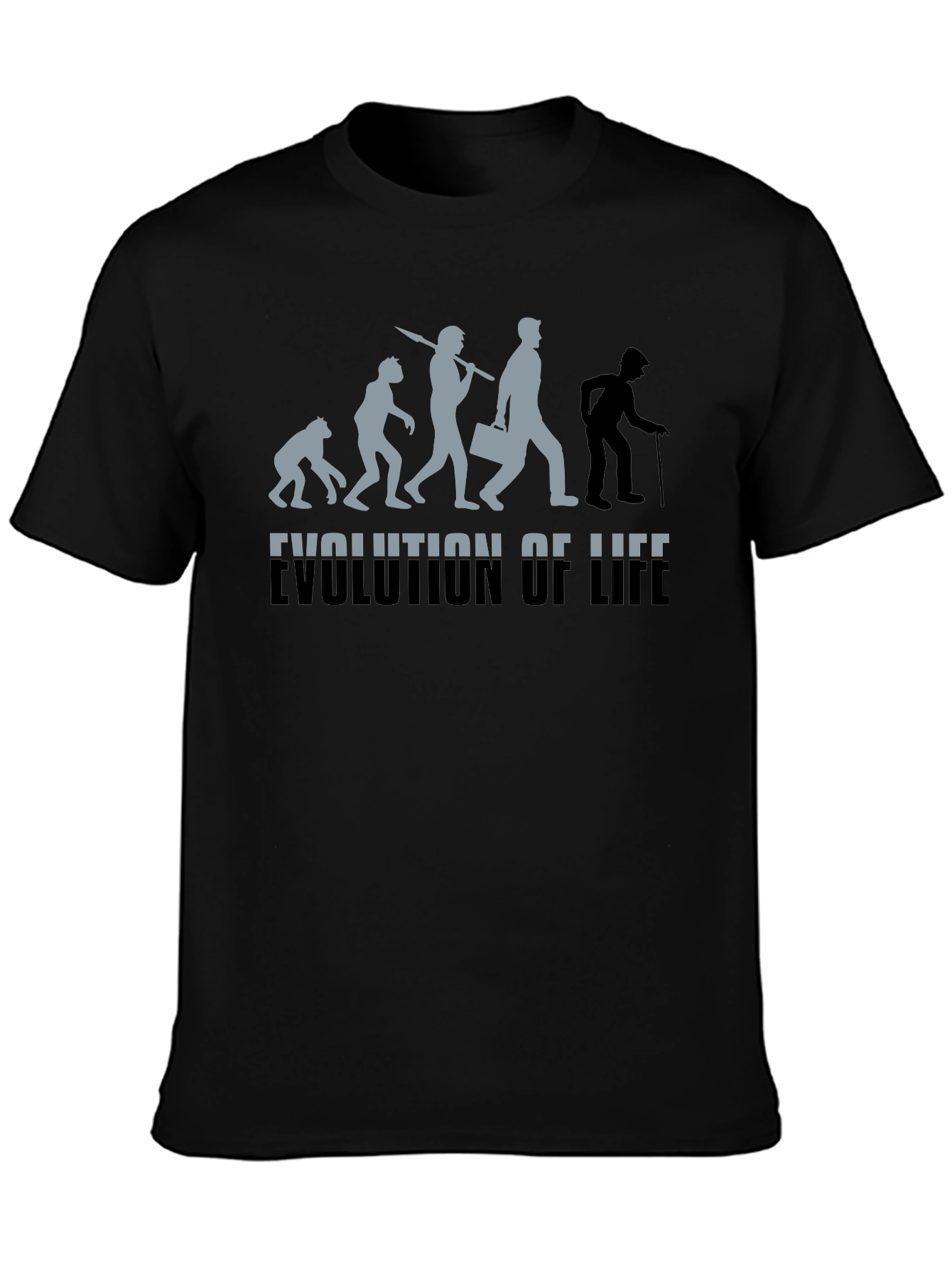 Black Evolution of Life Graphic T-Shirt view 3
