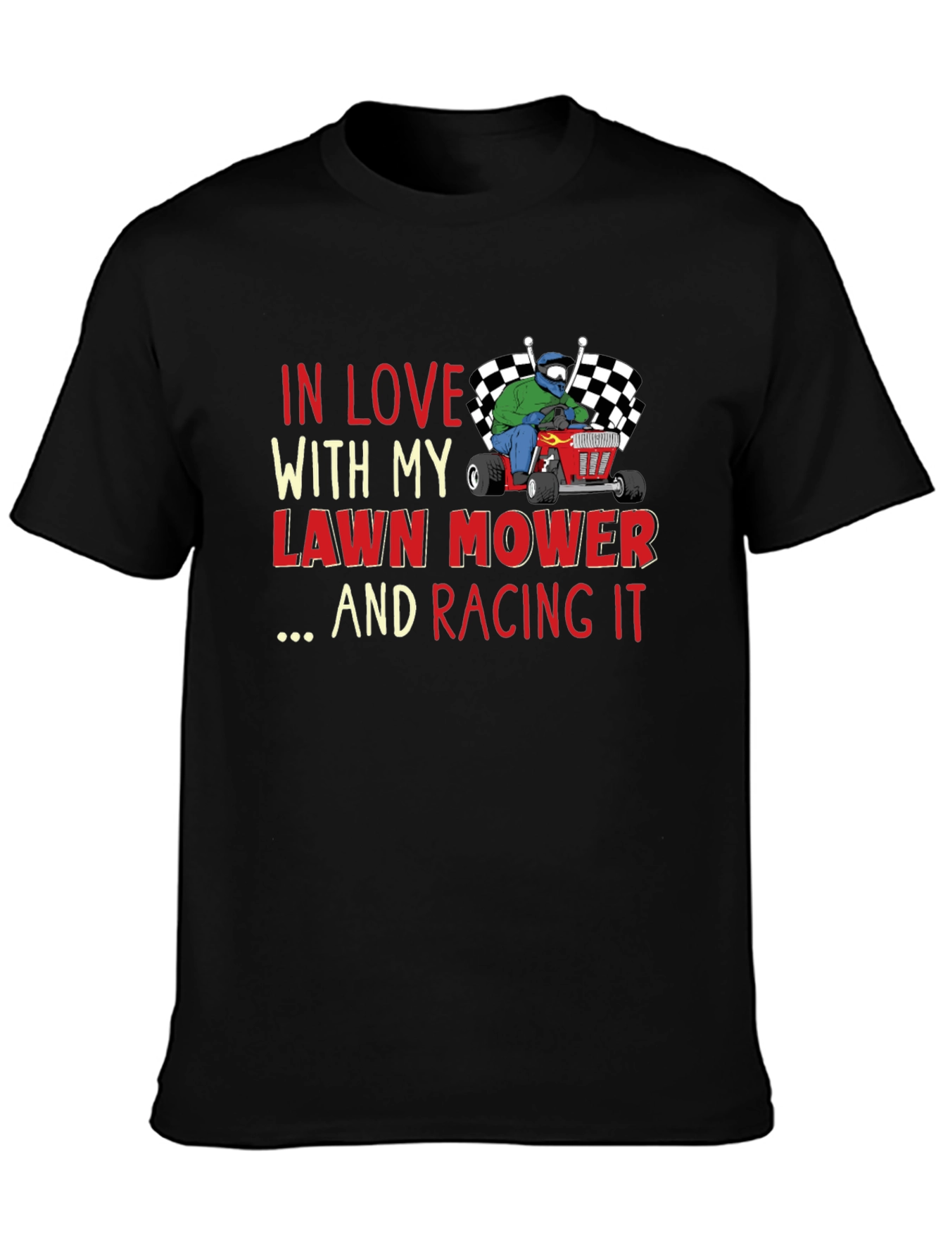 Black Lawn Mower Racing T-Shirt view 3