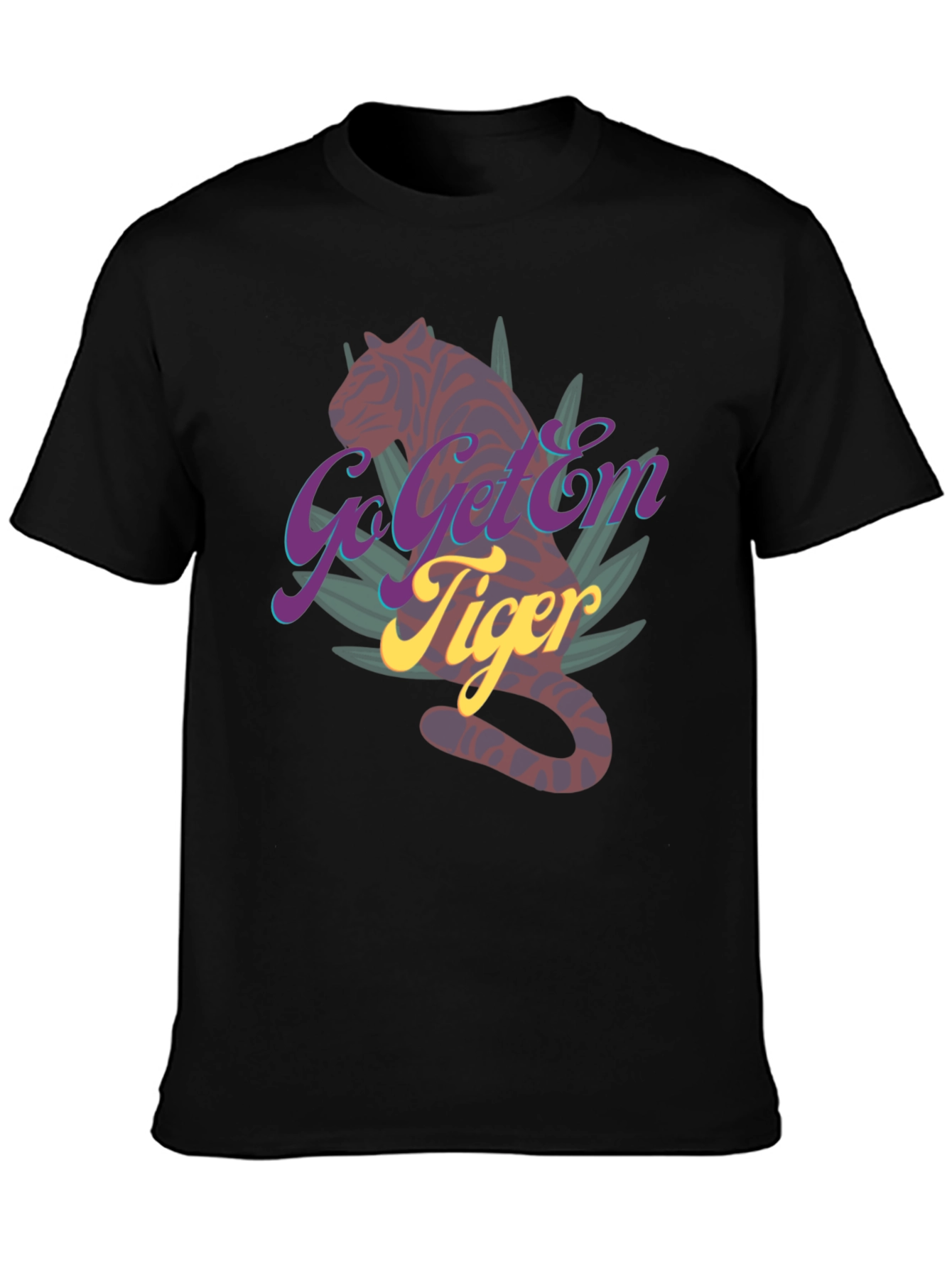 Black Go Get'Em Tiger Graphic Tee - Unique Design view 3