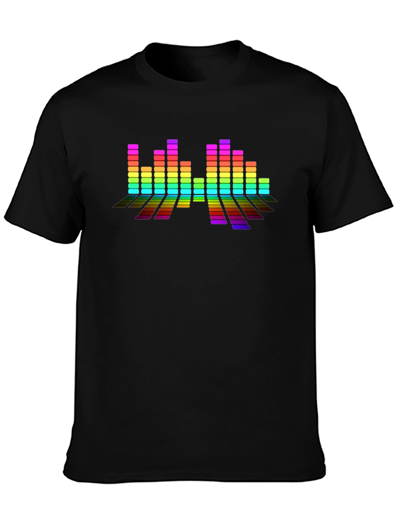 Black Rainbow Spectrum Graphic Print Crew Neck T-Shirt view 3