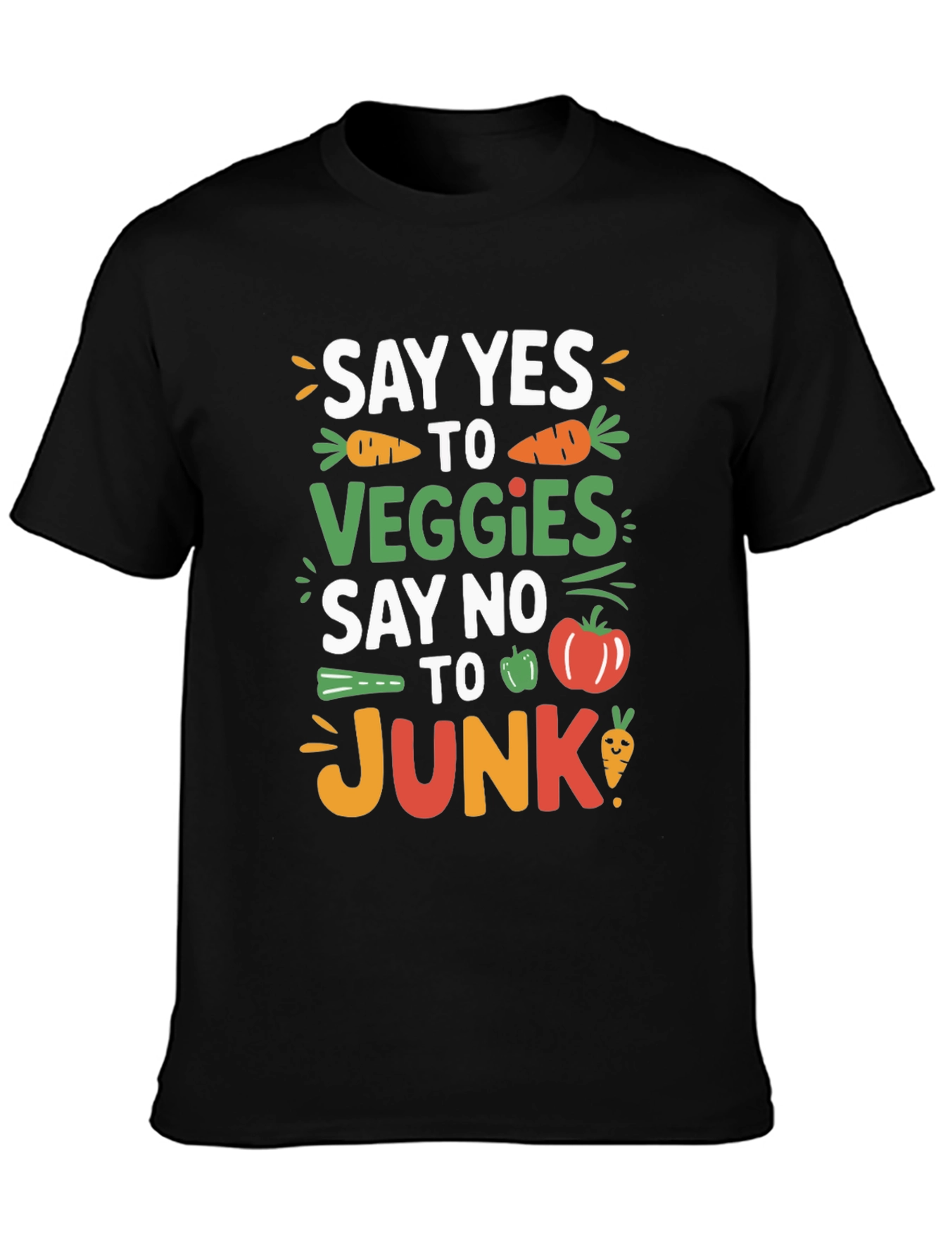 Black Say Yes to Veggies T-Shirt - Eat Healthy! view 3