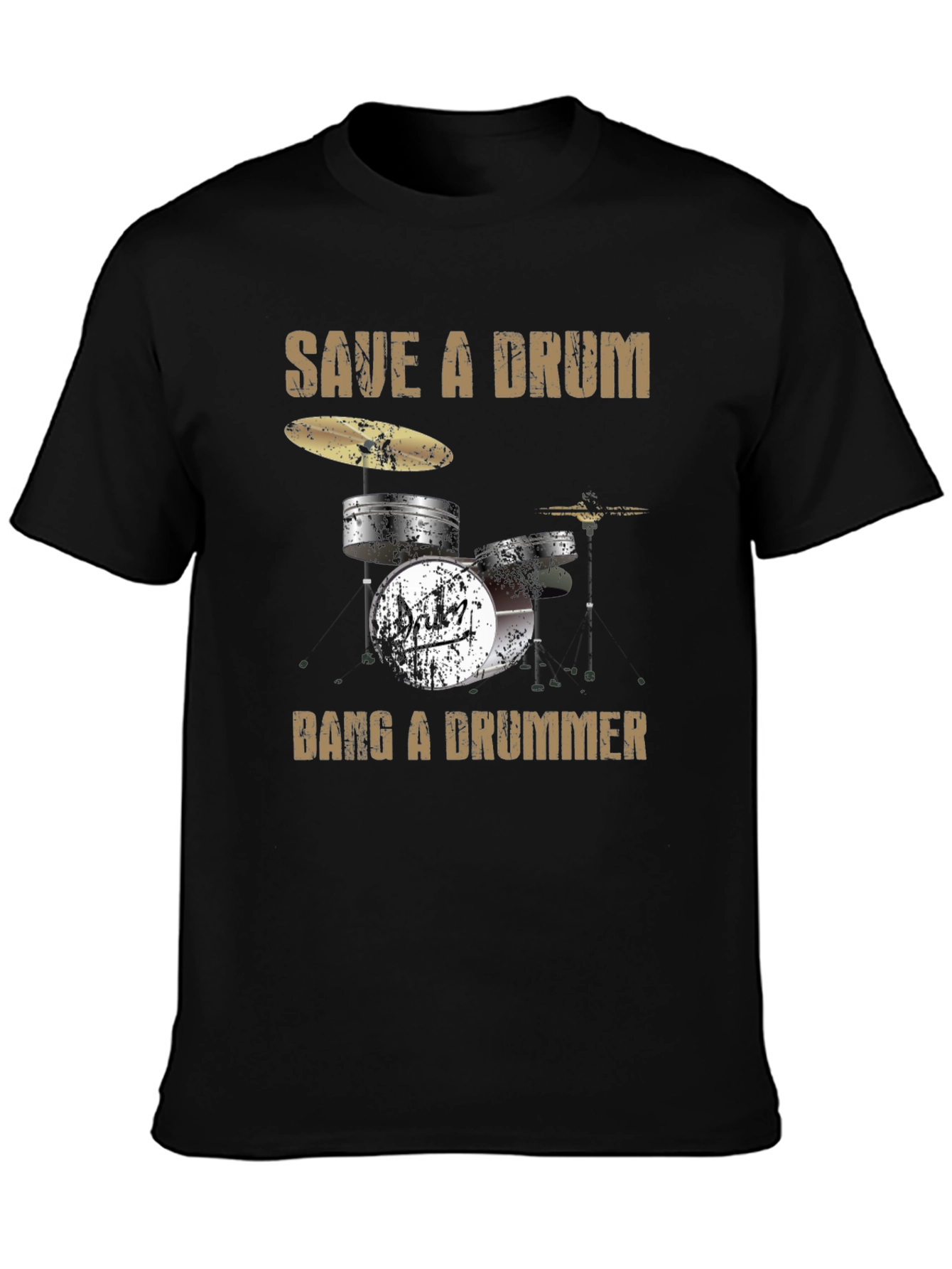 Black Save a Drum Bang a Drummer Black Graphic Tee view 3