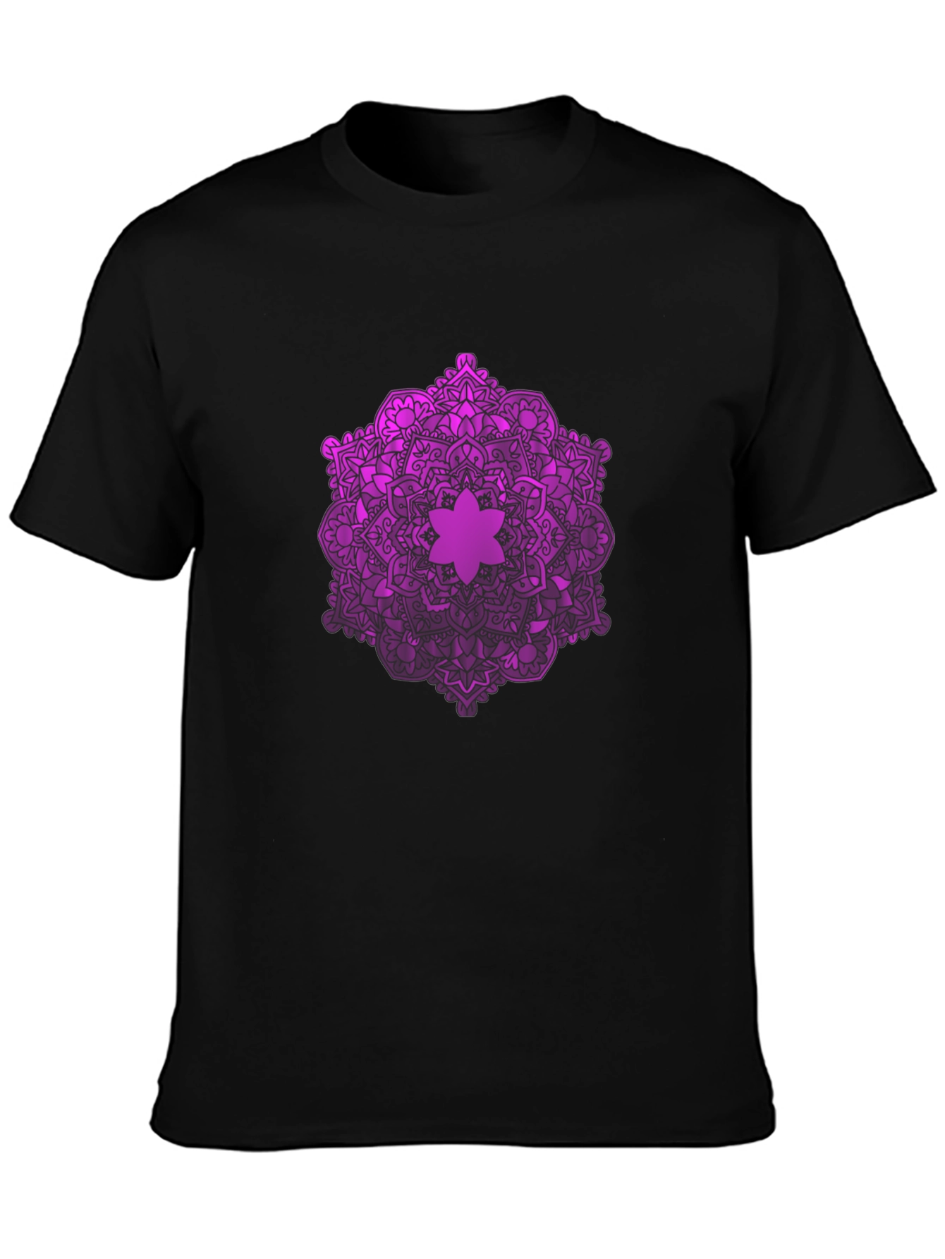 Black Purple Mandala Graphic Black T-Shirt view 3