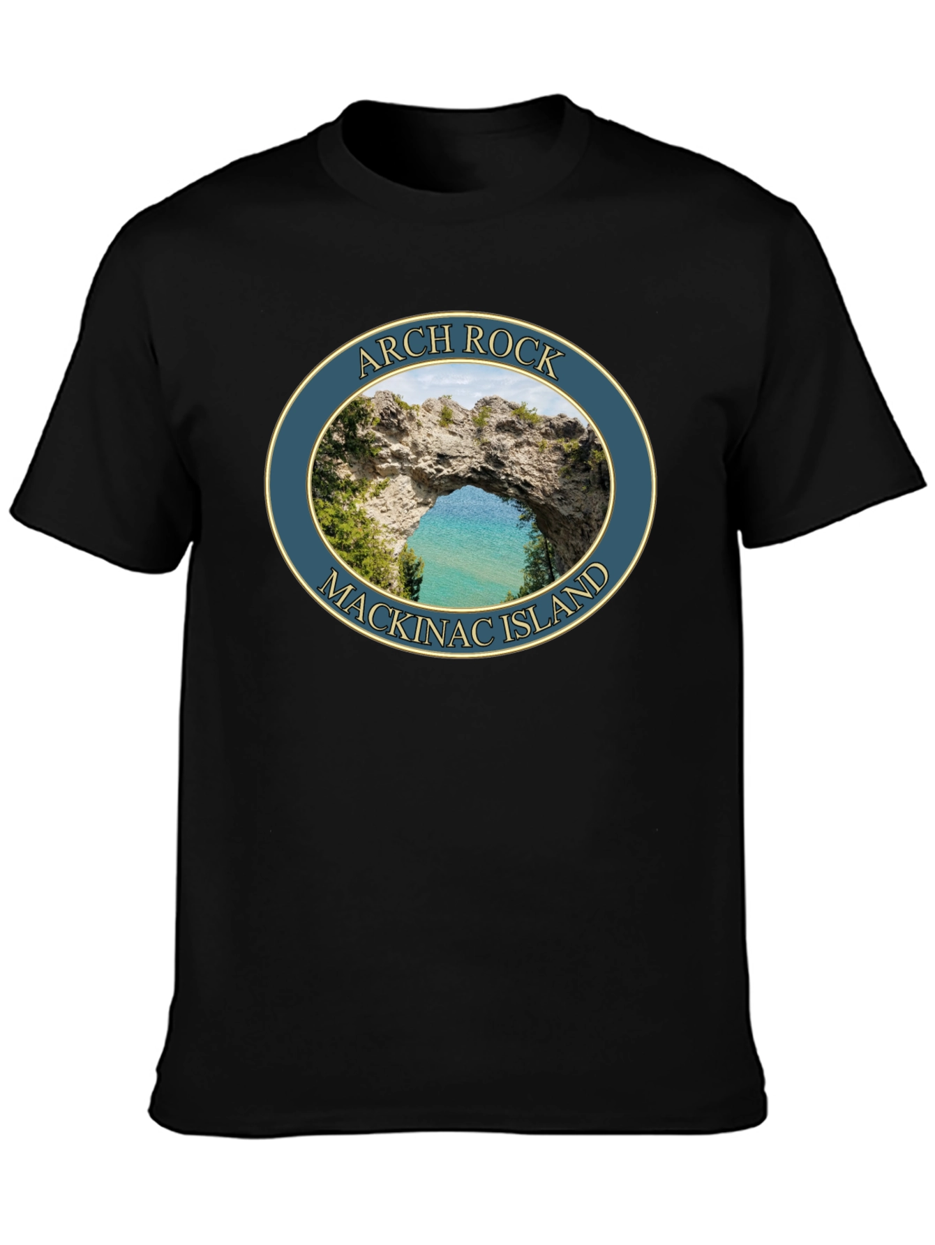 Black Arch Rock Mackinac Island Graphic Tee view 3