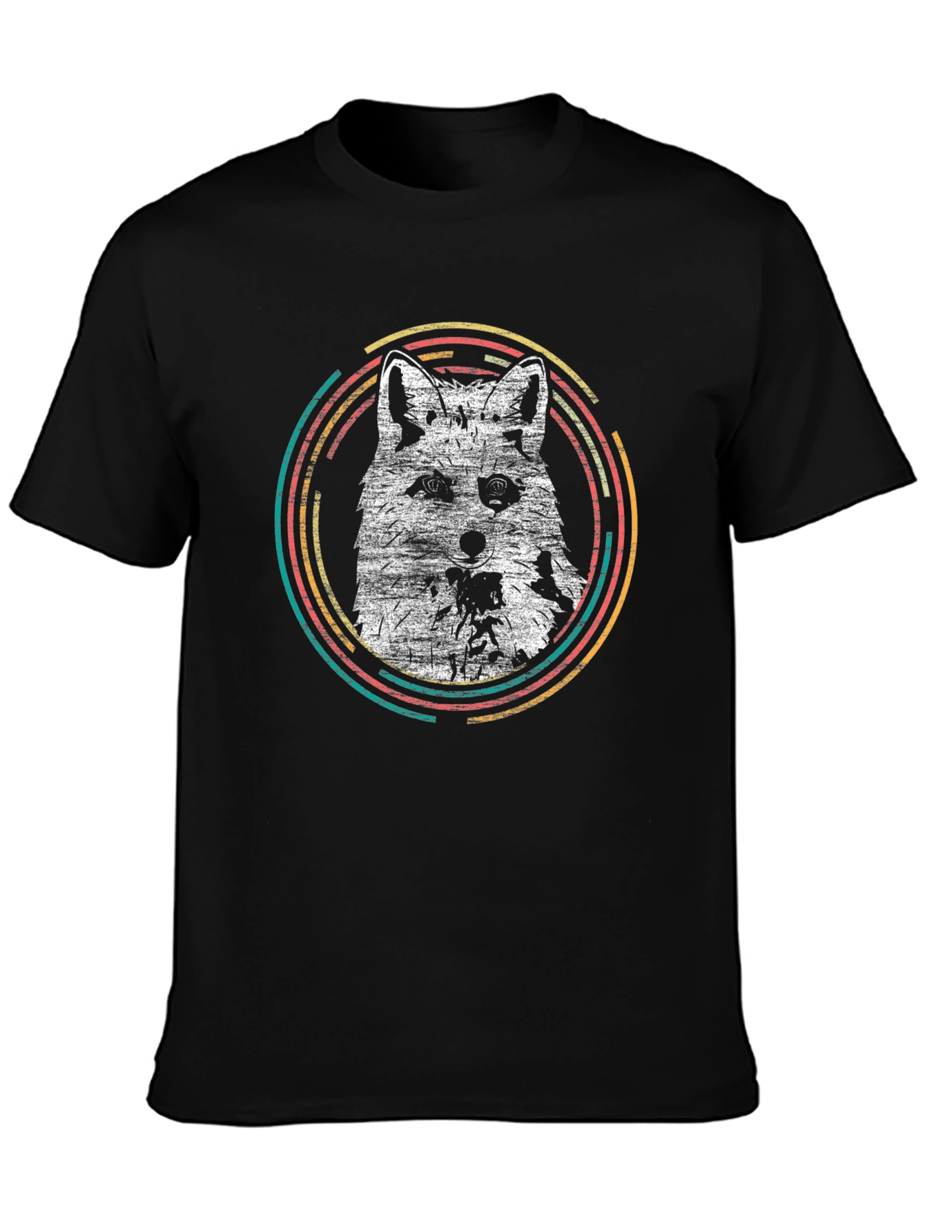 Black Retro Fox Graphic Tee - Men's Black T-Shirt view 3