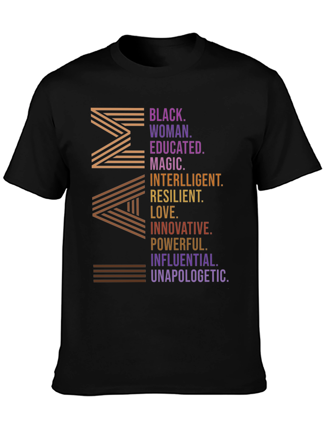 Black Empowered Black Woman Graphic T-Shirt view 3