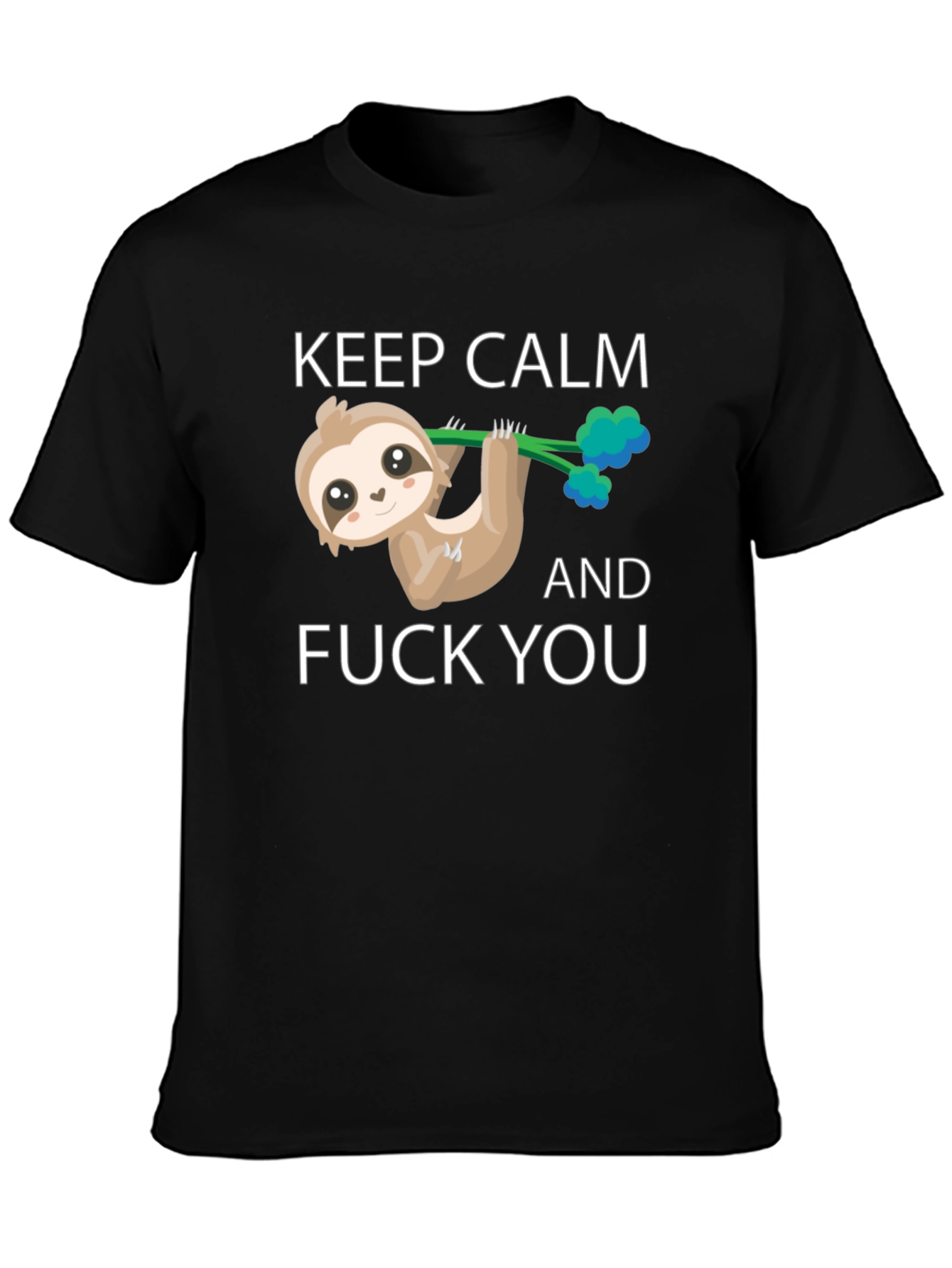 Black Keep Calm Sloth T-Shirt view 3