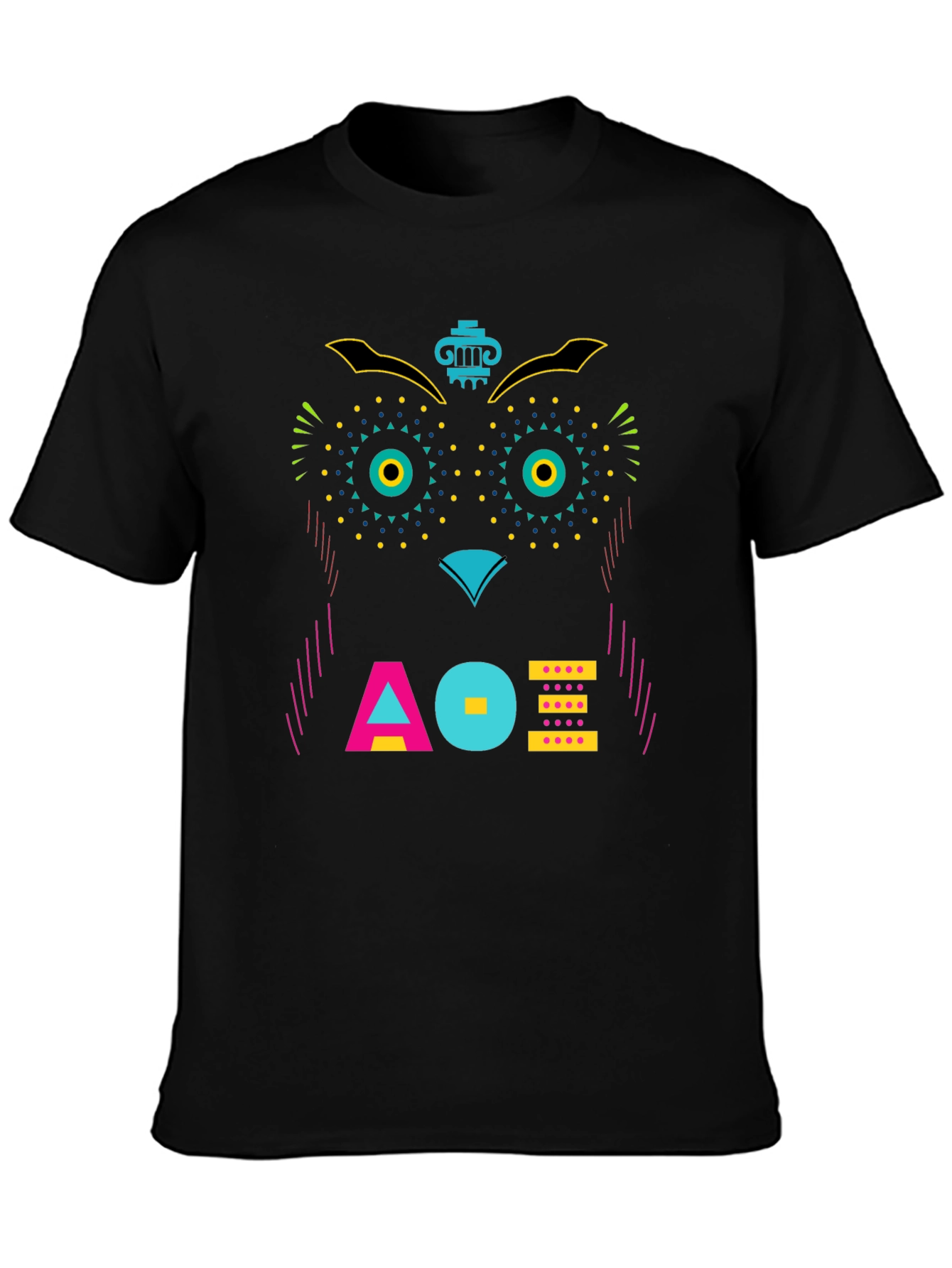 Black Geometric Owl Graphic Tee - Unique Modern Design view 3