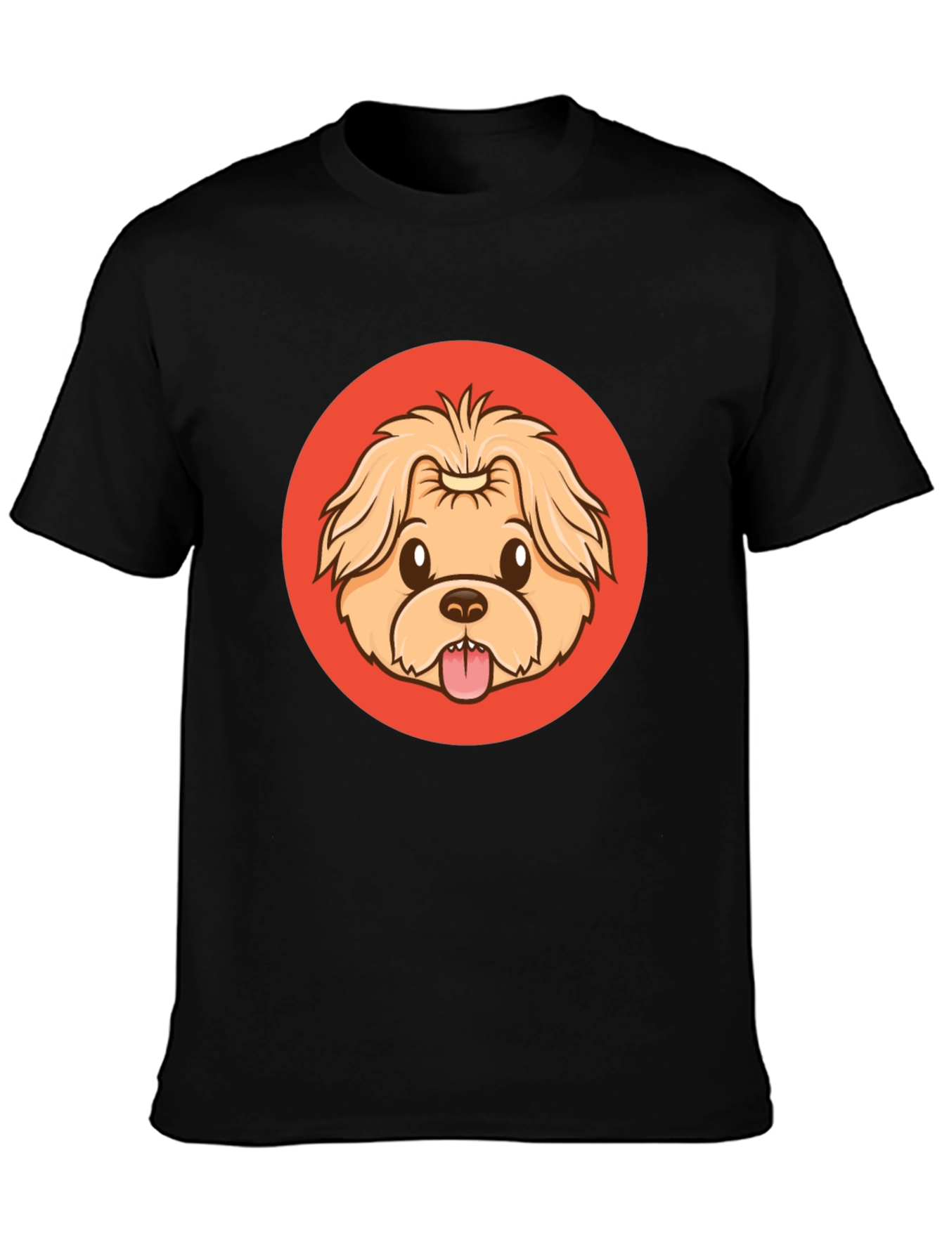Black Cute Dog Cartoon Graphic Black T-Shirt view 3