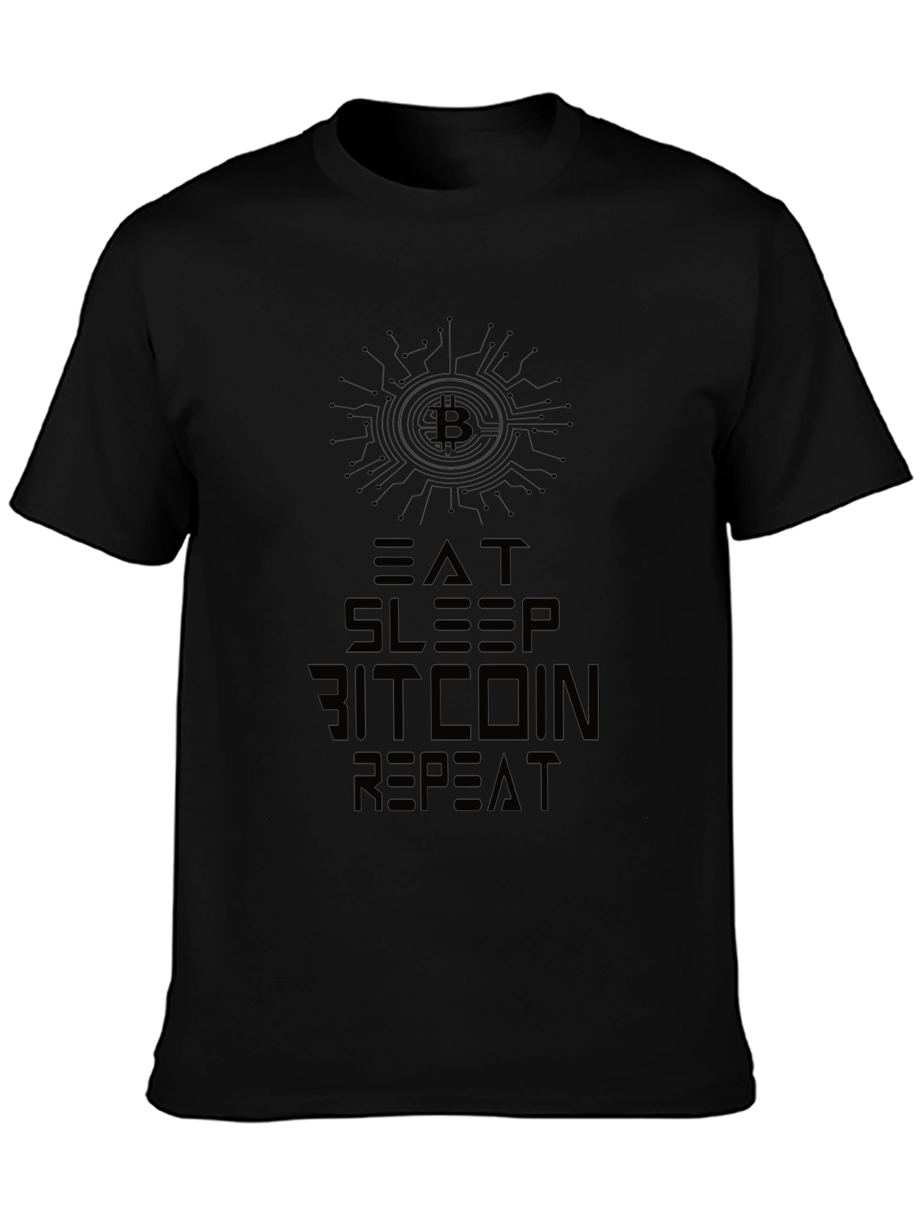 Black Eat Sleep Bitcoin Repeat Black Graphic Tee view 3