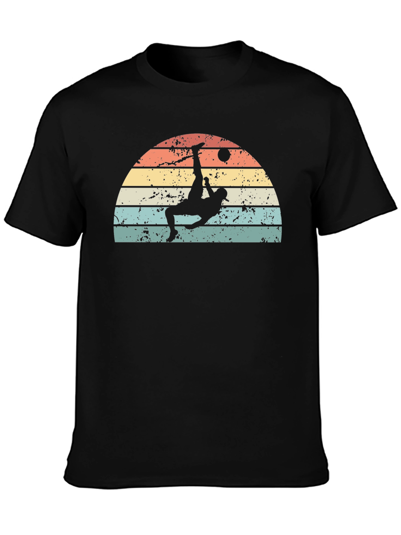 Black Retro Soccer Bicycle Kick Black T-Shirt view 3