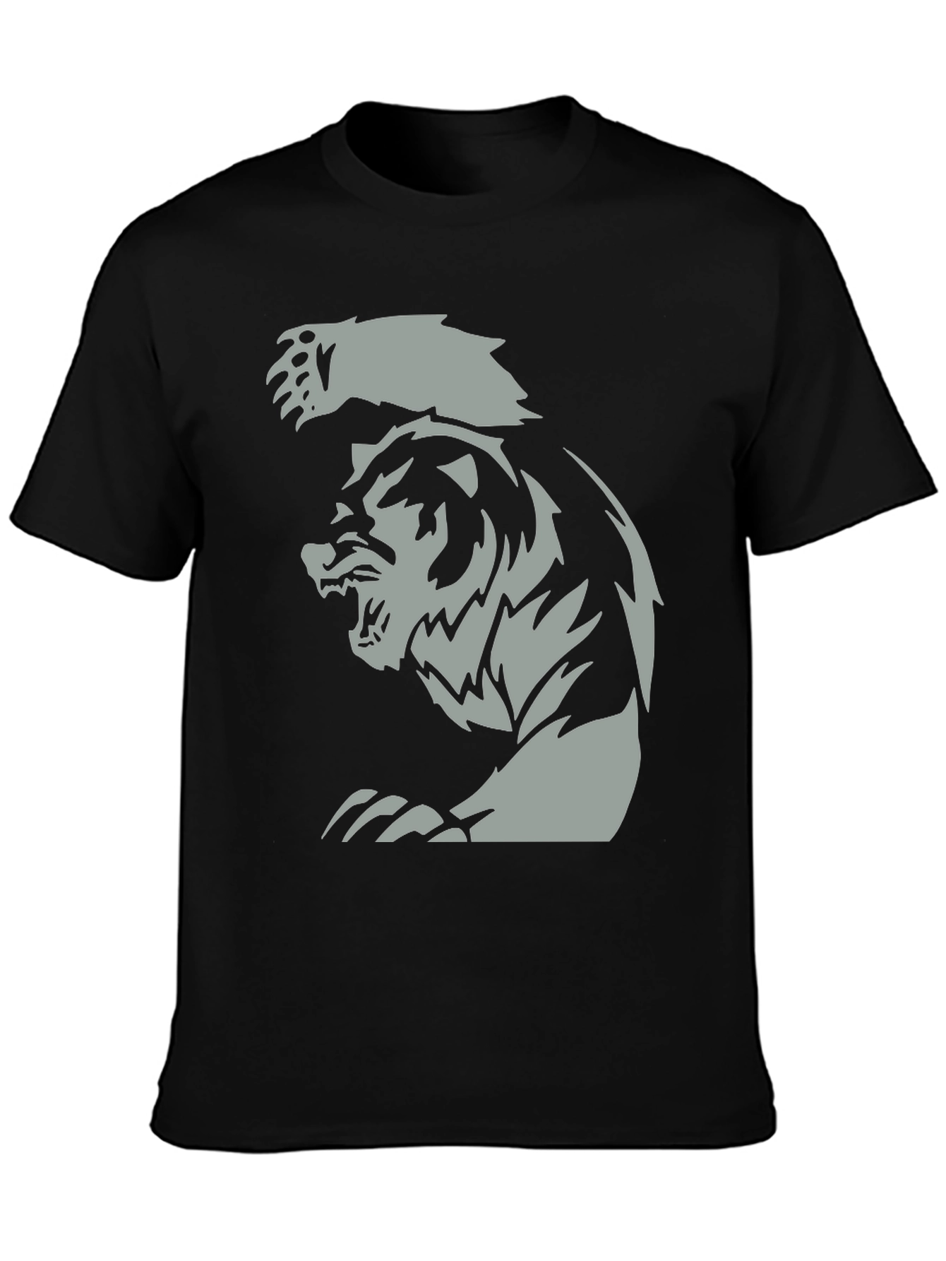Black Men's Black T-Shirt with Fierce Bear Graphic view 3