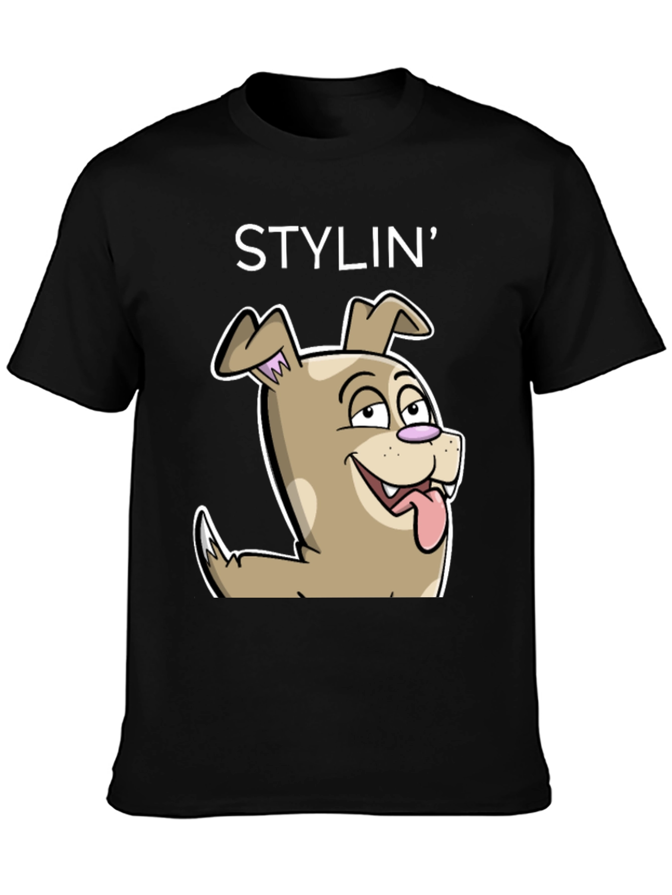 Black Stylin' Dog Cartoon Graphic Tee - Unisex view 3