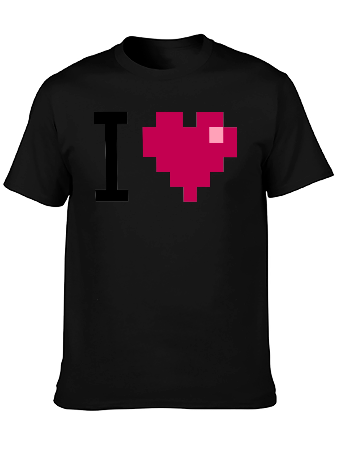 Black I Heart Pixel Art Graphic Tee view 3