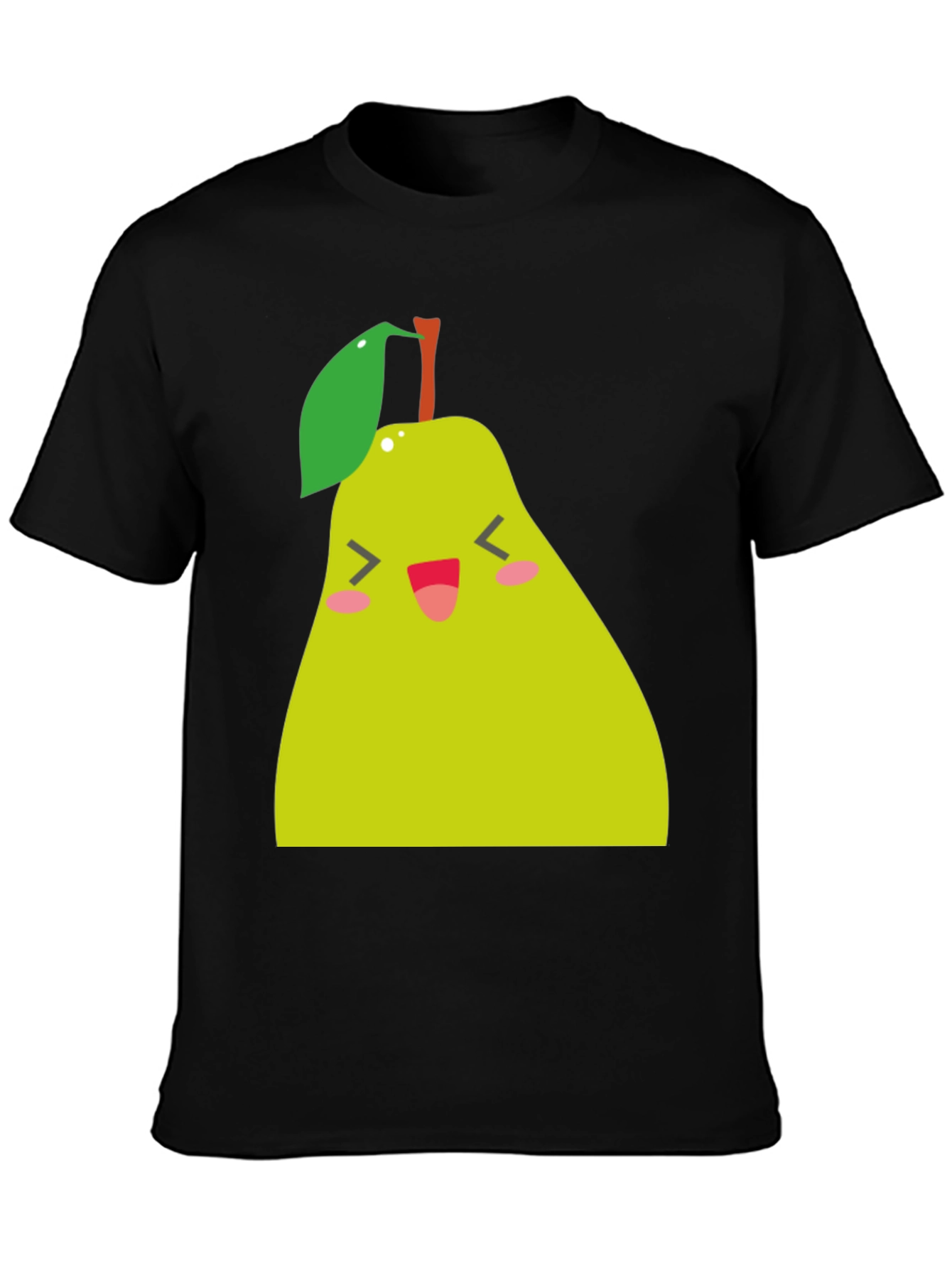 Black Cute Pear Graphic Tee - Black Cotton Blend view 3