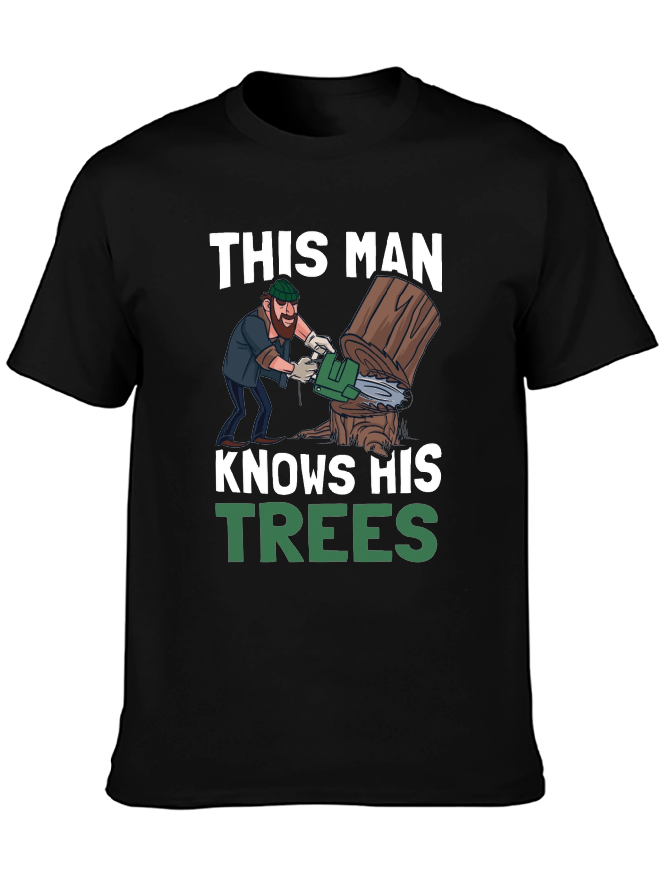 Black This Man Knows His Trees Graphic T-Shirt view 3