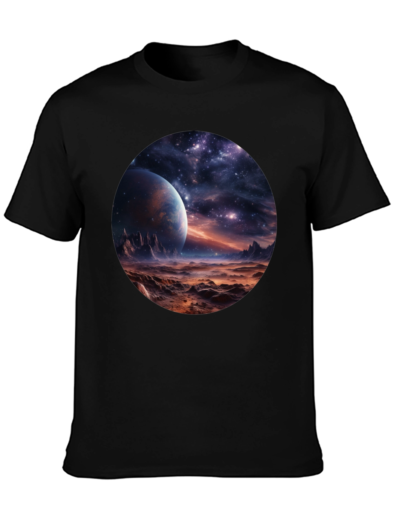 Black Cosmic Planet Graphic Tee - Black view 3