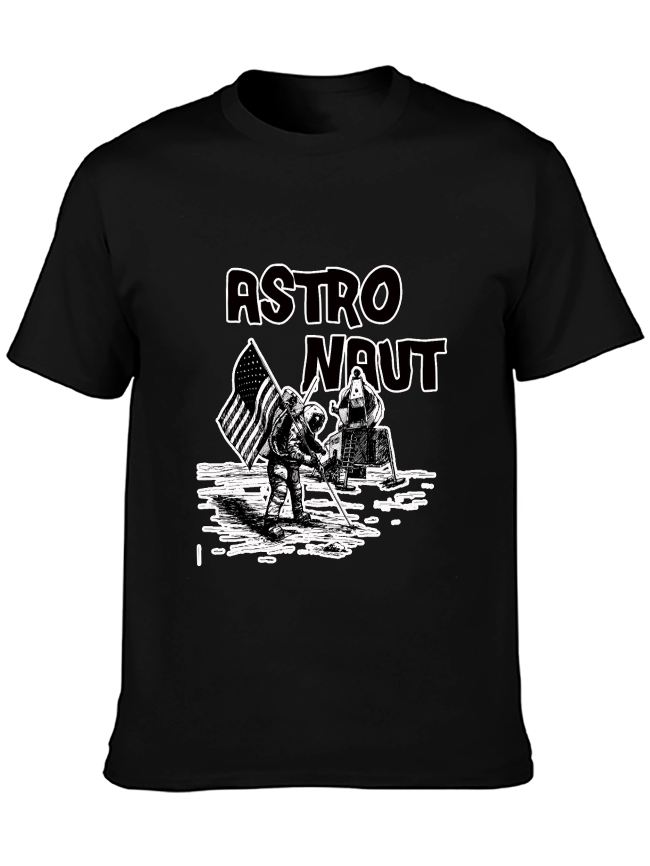Black Astronaut Graphic Print Tee - Lunar Landing view 3