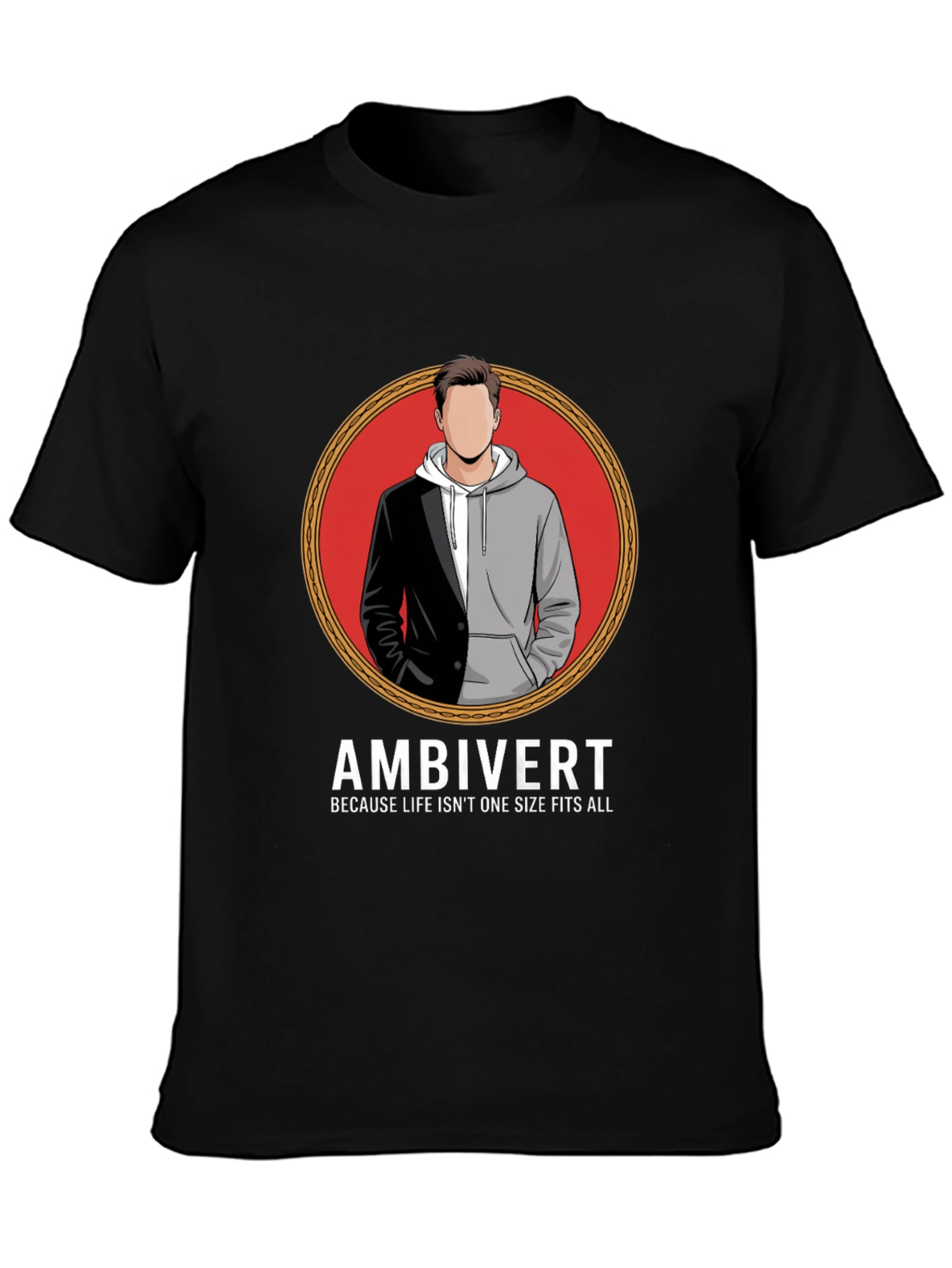 Black Ambivert T-Shirt - Because Life Isn't One Size Fits All view 3