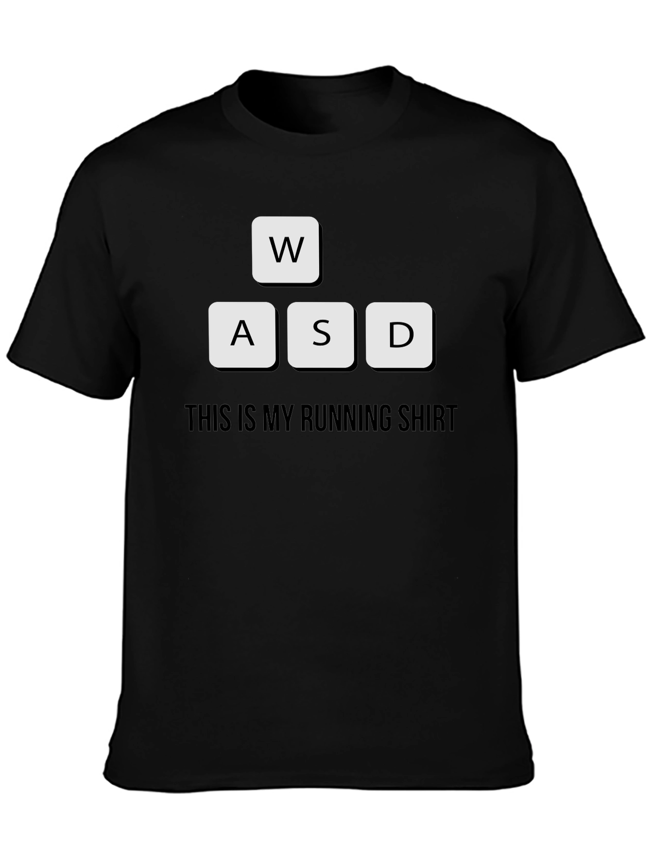 Black Gamer Running Shirt - WASD Keyboard Design view 3
