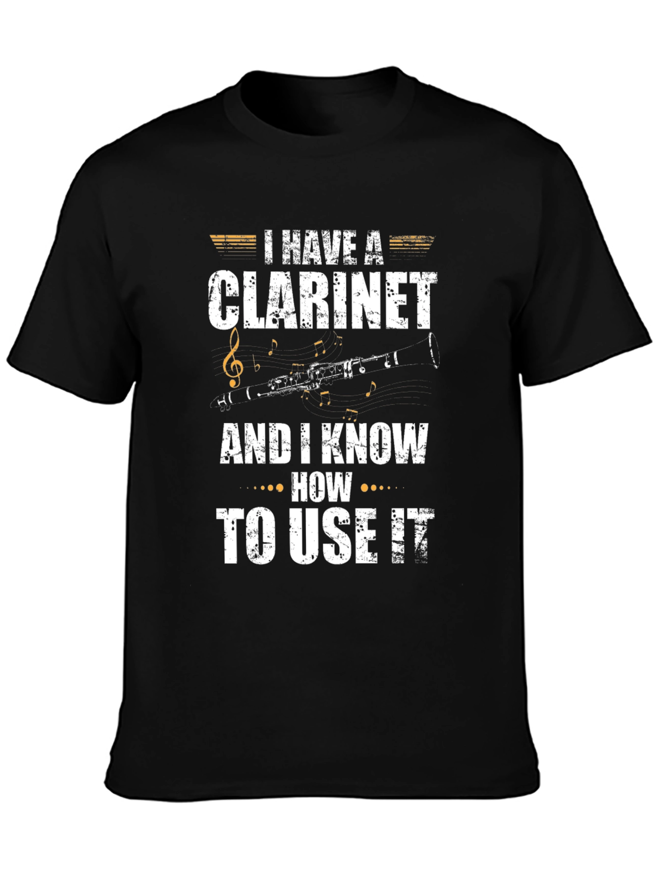 Black I Have A Clarinet T-Shirt - Musician Apparel view 3