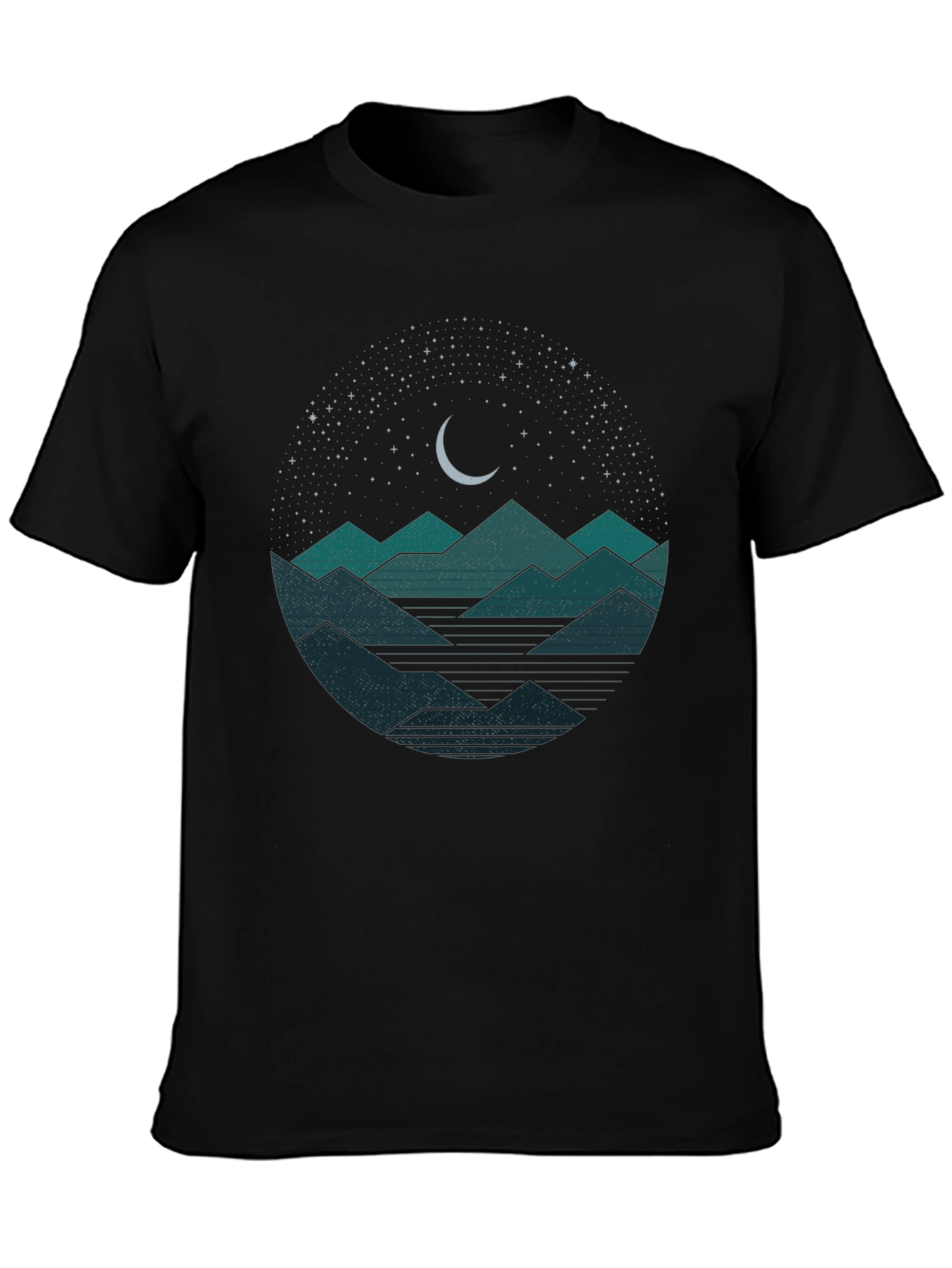 Black Mountain Moon Graphic Tee - Nature Lover's Black T-Shirt view 3