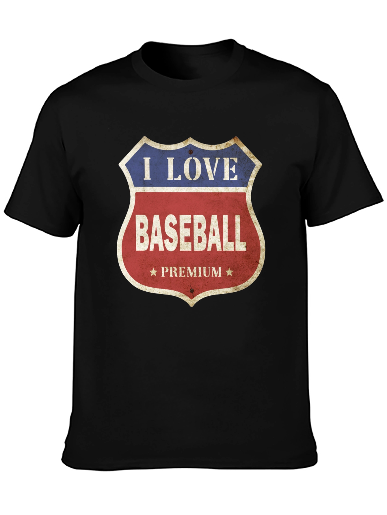 Black I Love Baseball Premium T-Shirt view 3