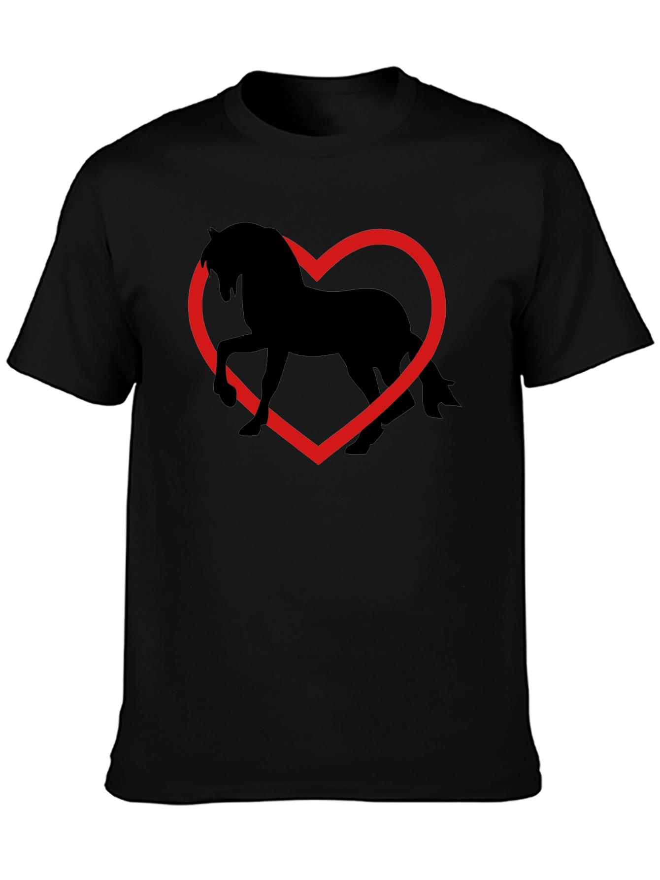 Black Horse Heart T-Shirt - Black Cotton Graphic Tee view 3