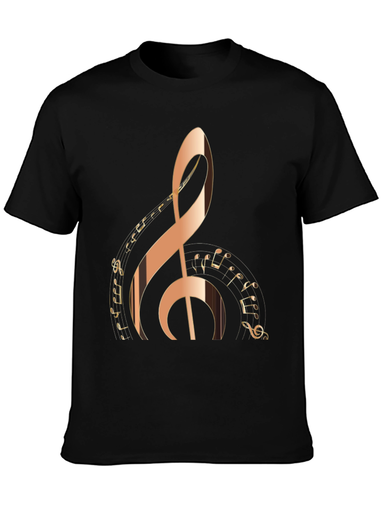 Black Treble Clef Music Notes Graphic T-Shirt view 3