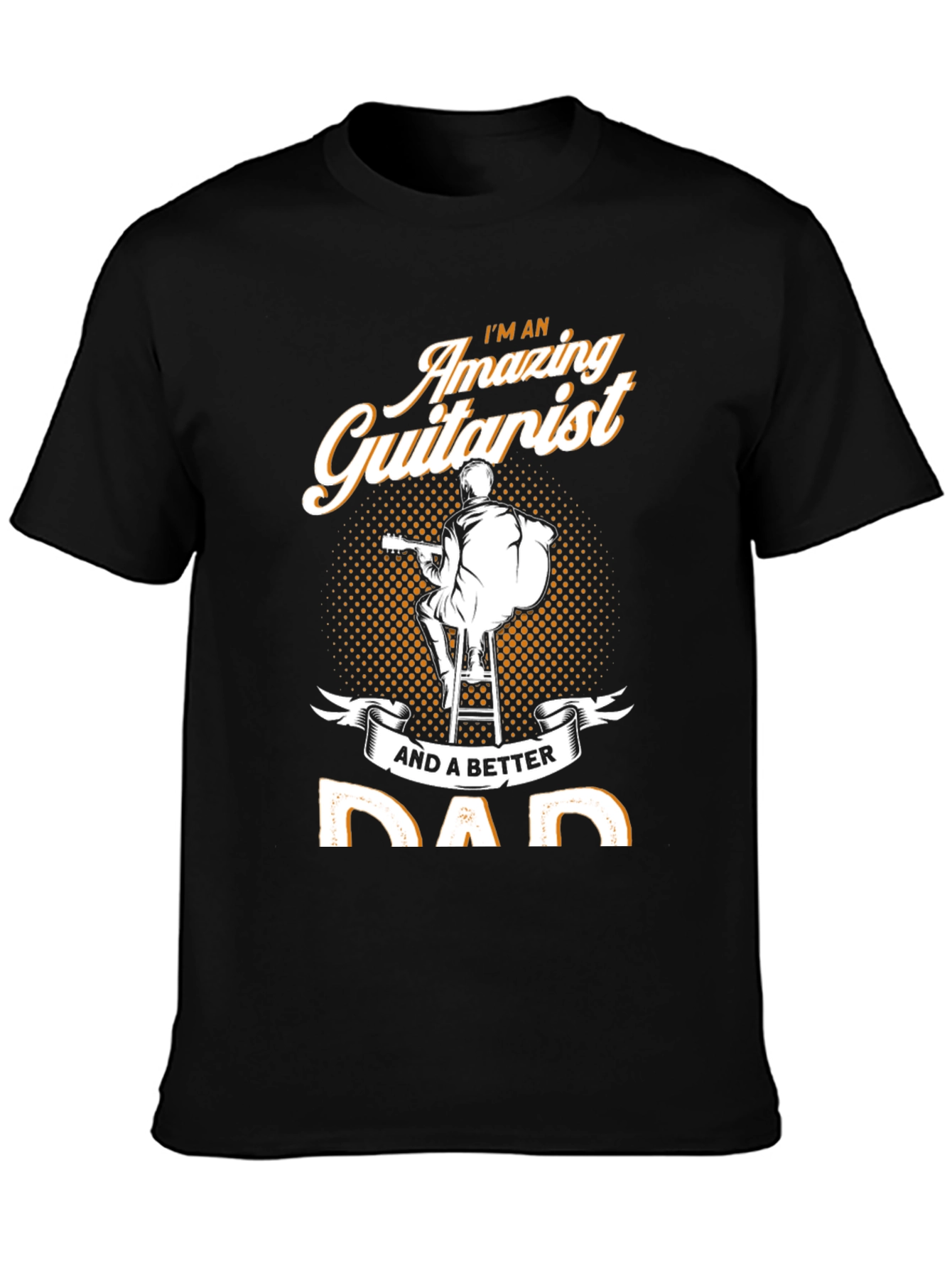 Black Amazing Guitarist Dad T-Shirt view 3