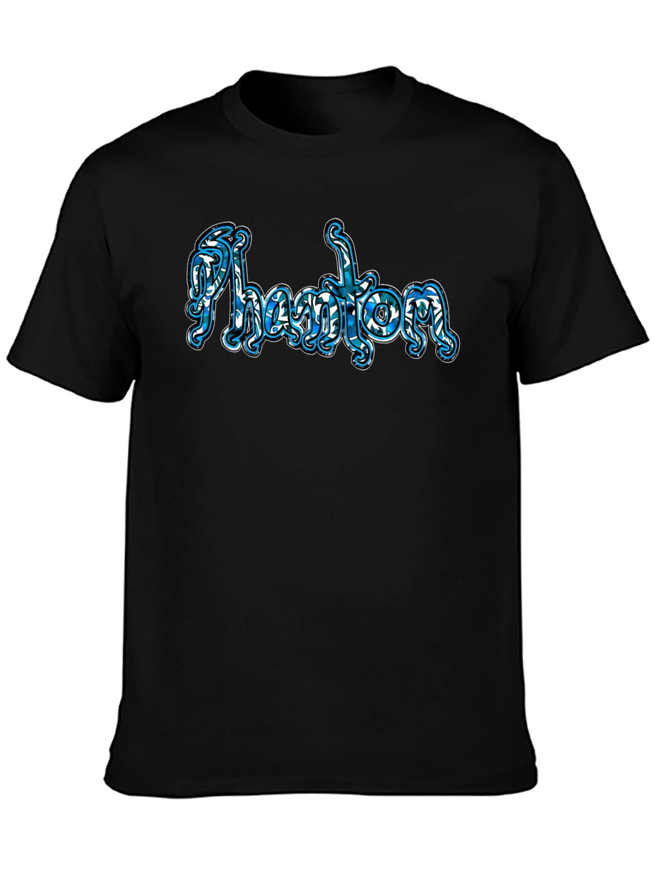 Black Phantom Word Art Black T-Shirt view 3