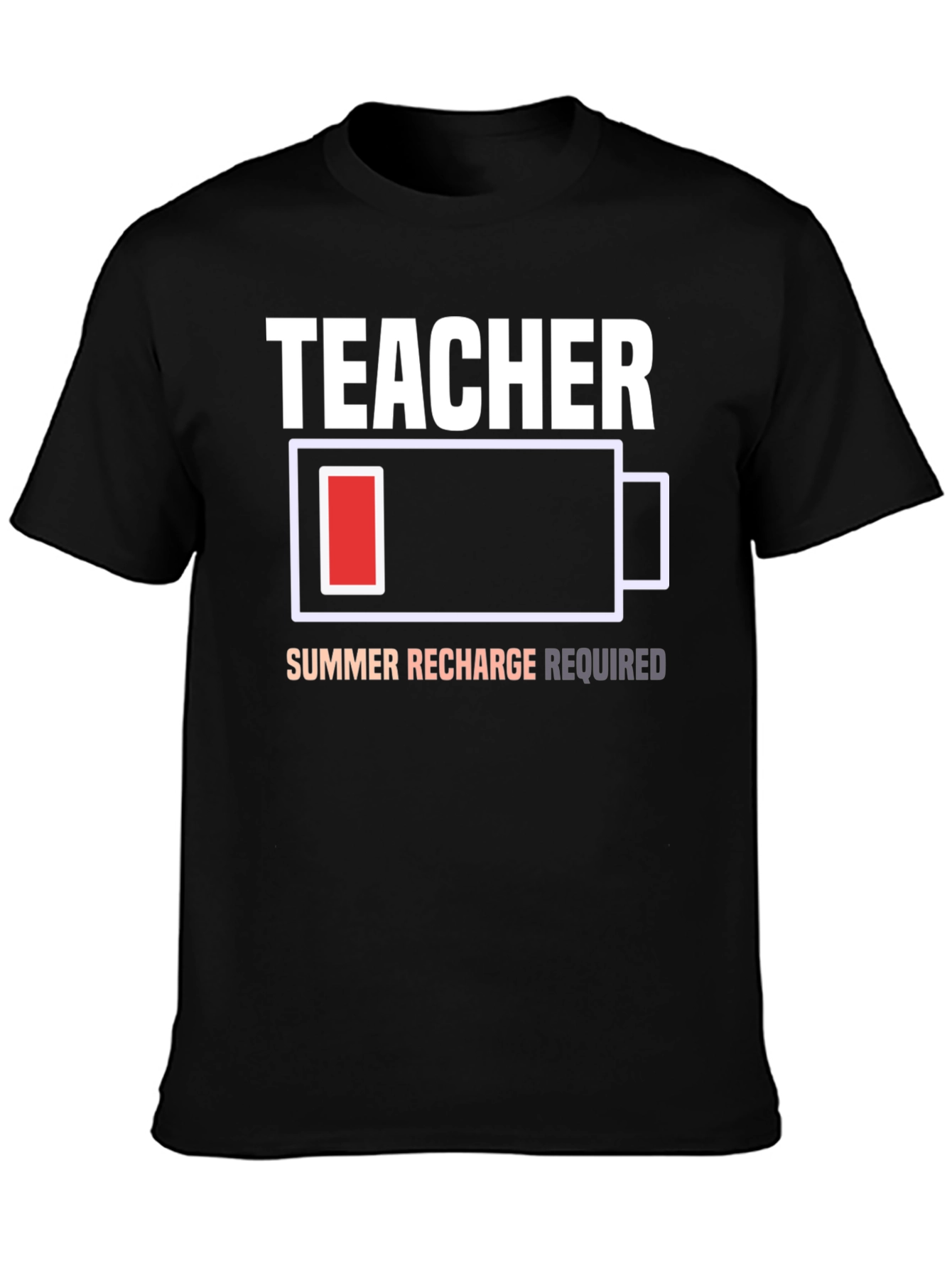 Black Teacher Summer Recharge Required T-Shirt view 3
