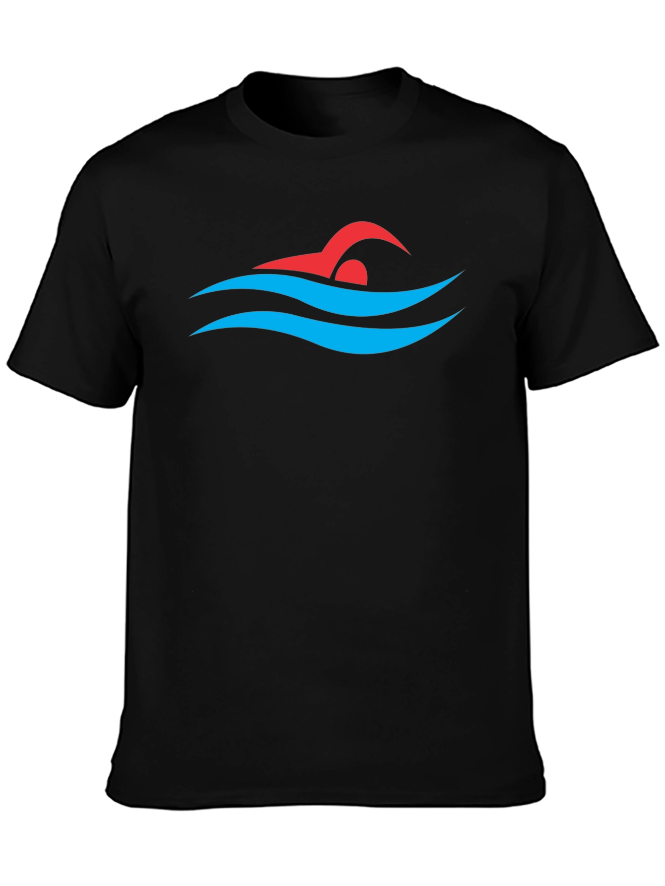 Swimmer Graphic Tee - Swim Cap and Waves Design - 3