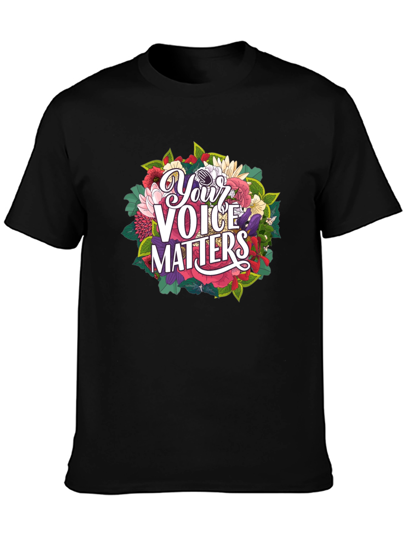Black Your Voice Matters Graphic Tee - Black view 3