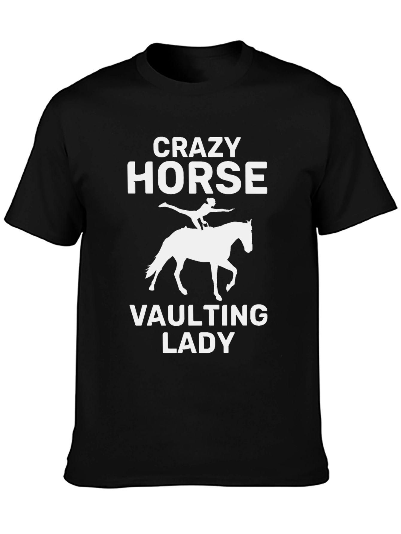 Black Crazy Horse Vaulting Lady T-Shirt - Equestrian Tee view 3