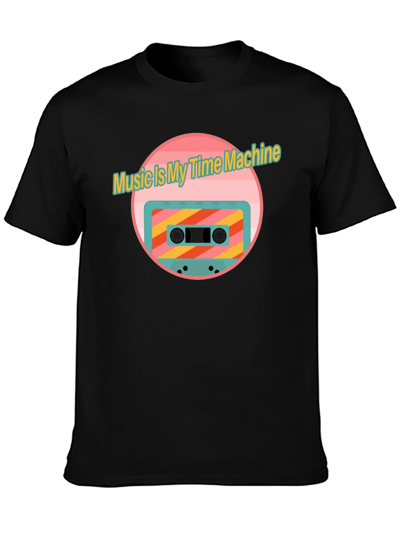 Retro Music Time Machine Cassette Tape Graphic T-Shirt - 3
