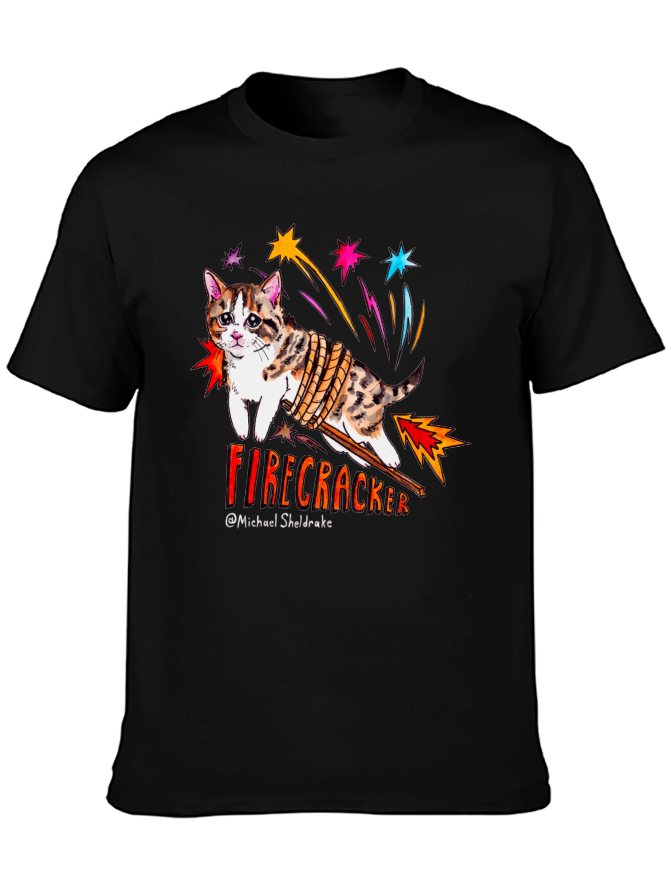 Black Firecracker Cat T-Shirt view 3