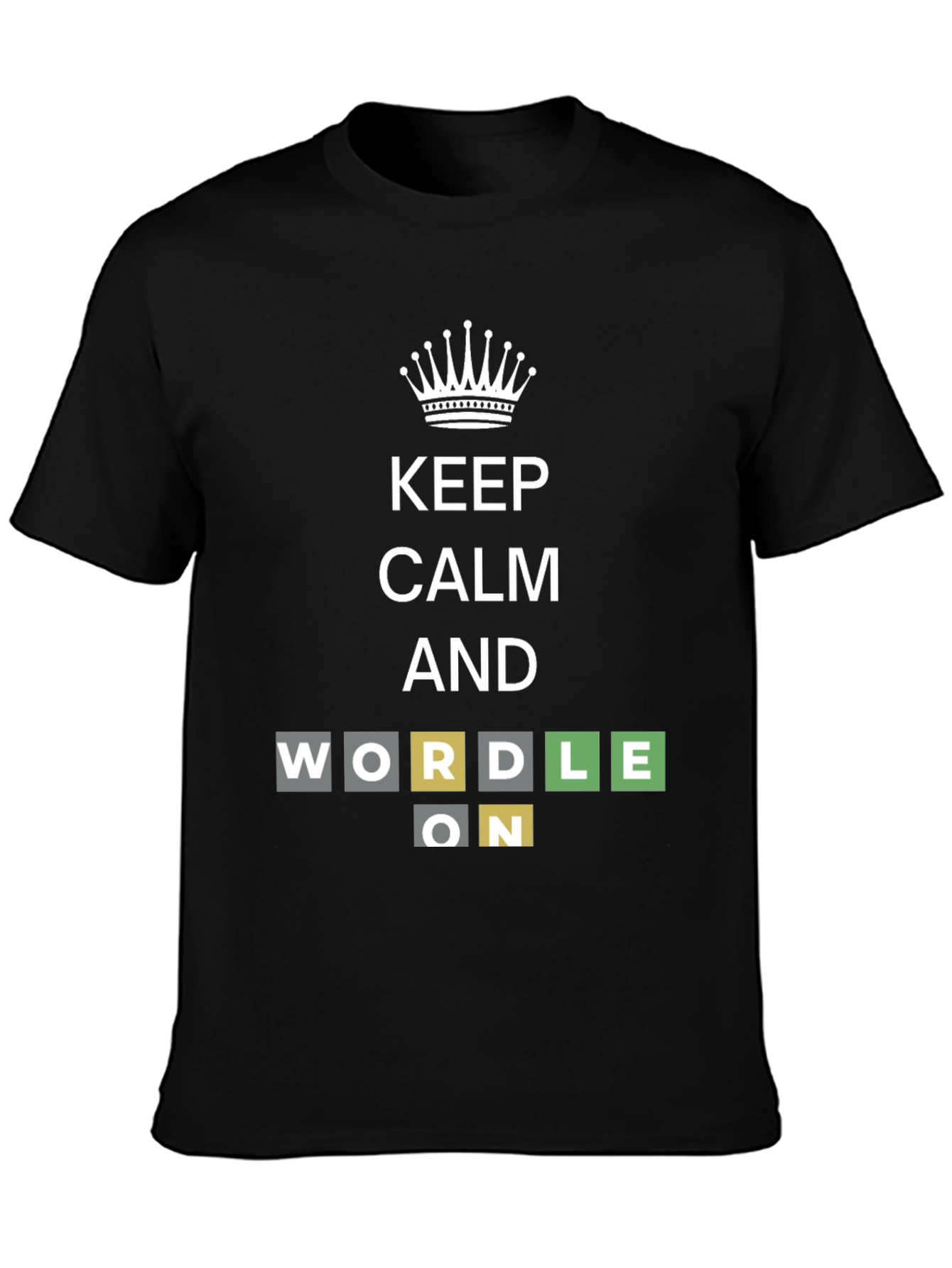 Black Keep Calm and Wordle On Black T-Shirt view 3