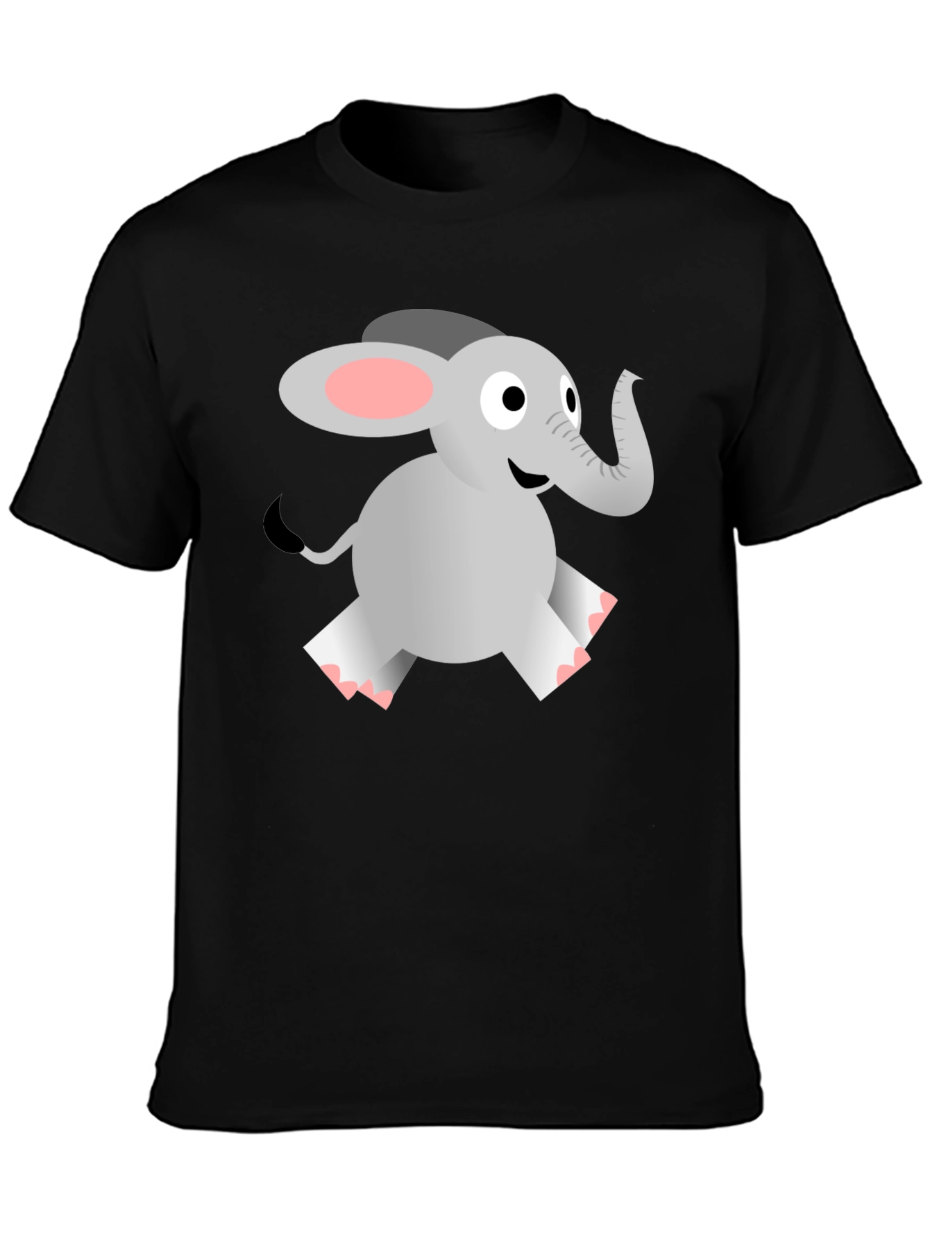 Black Cute Elephant Graphic Tee - Black Cotton Blend view 3