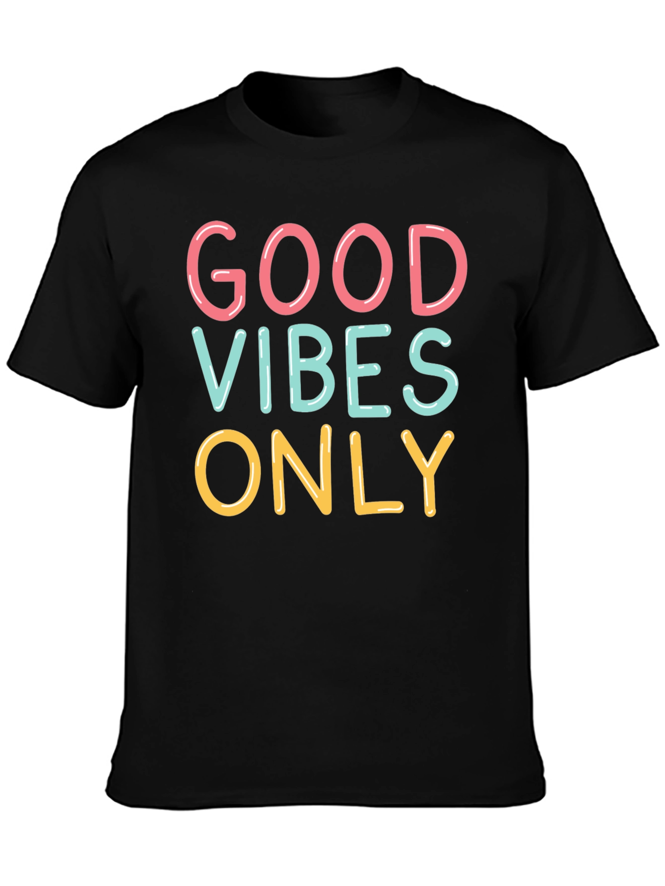 Black Good Vibes Only Graphic Tee - Black Unisex T-Shirt view 3