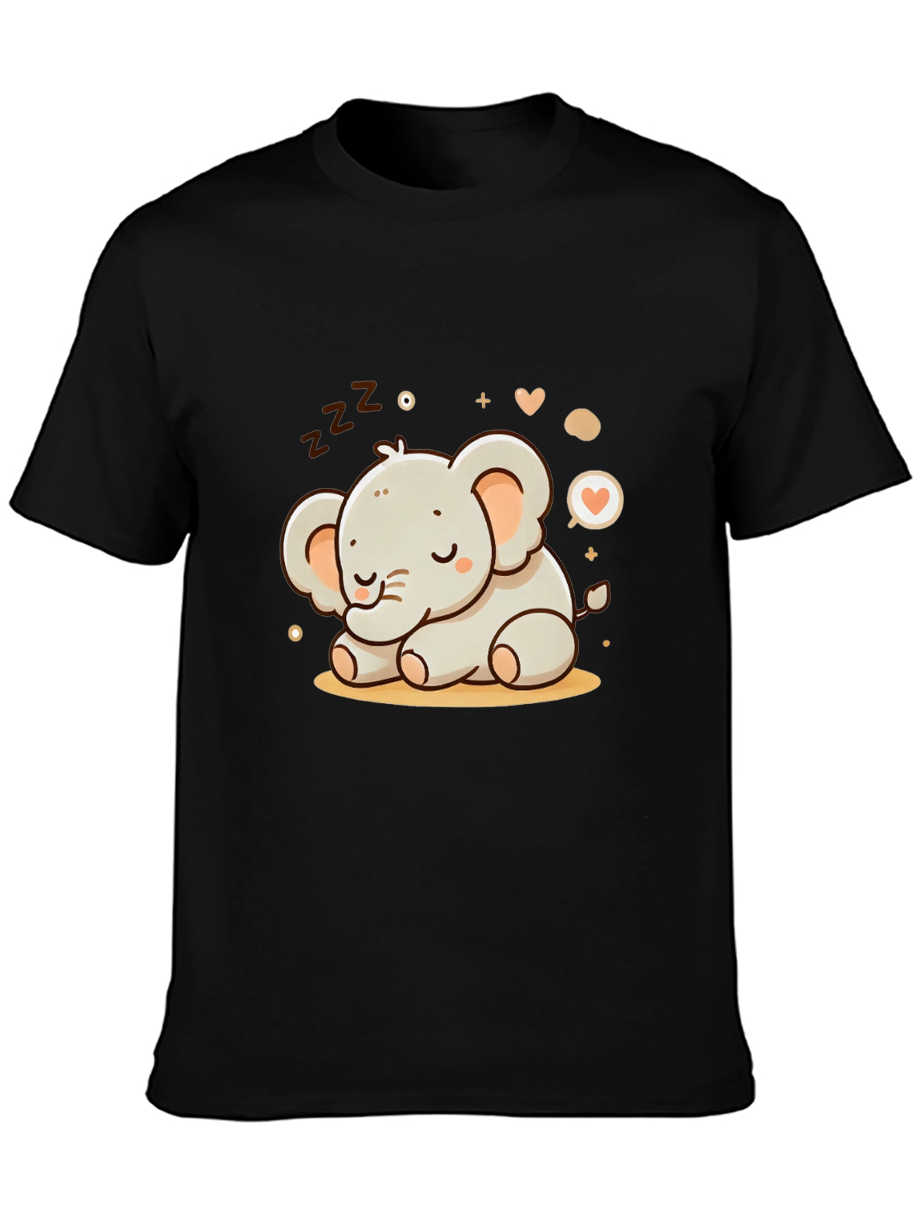 Black Cute Sleeping Elephant Graphic Tee view 3